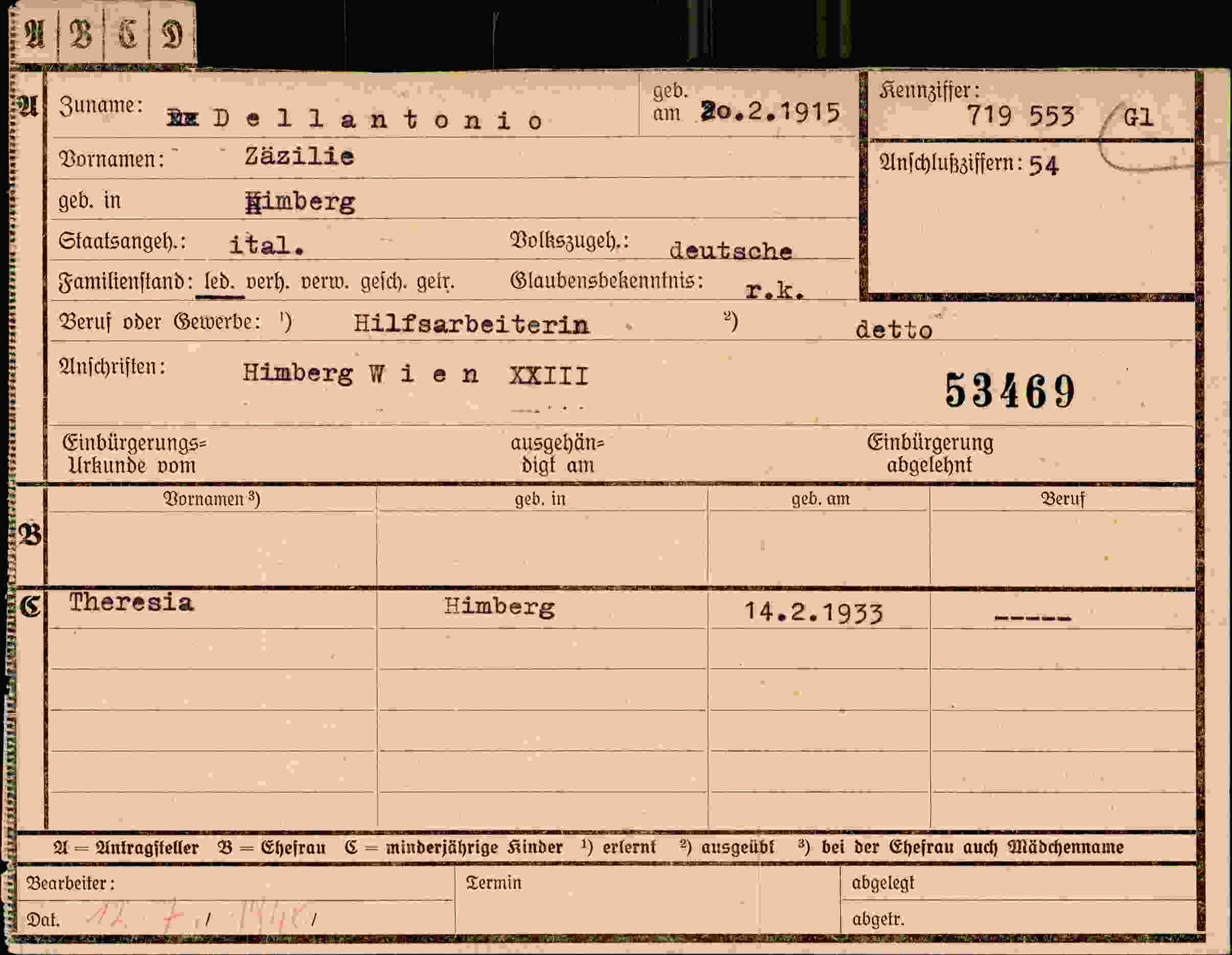 Vorderseite des Dokuments