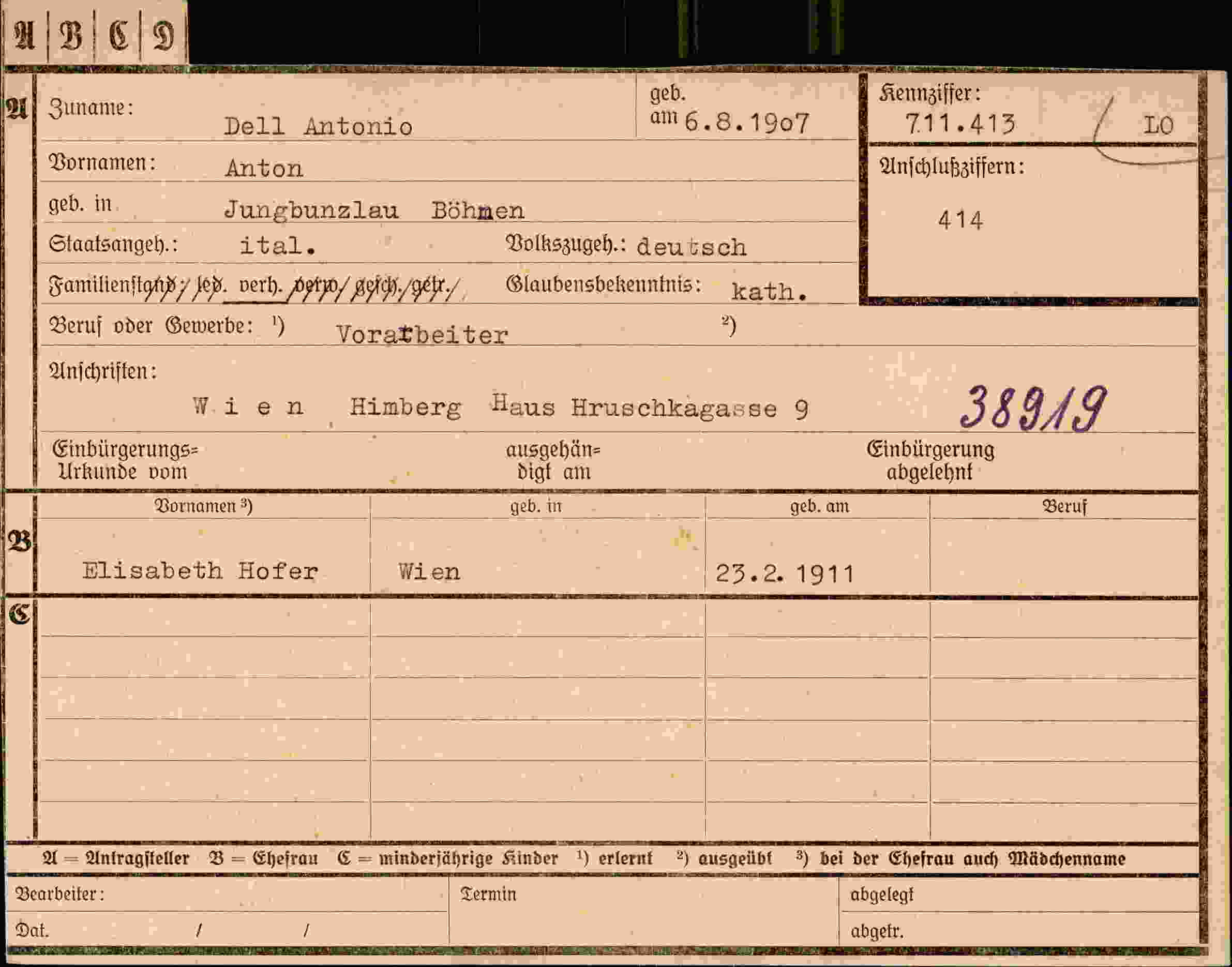 Dokument für Anton Dellantonio