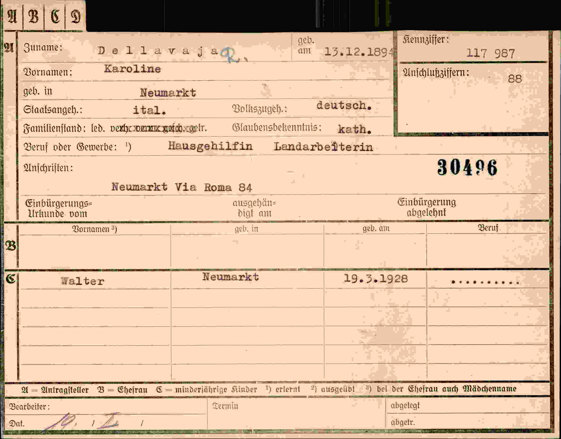 Vorderseite des Dokuments