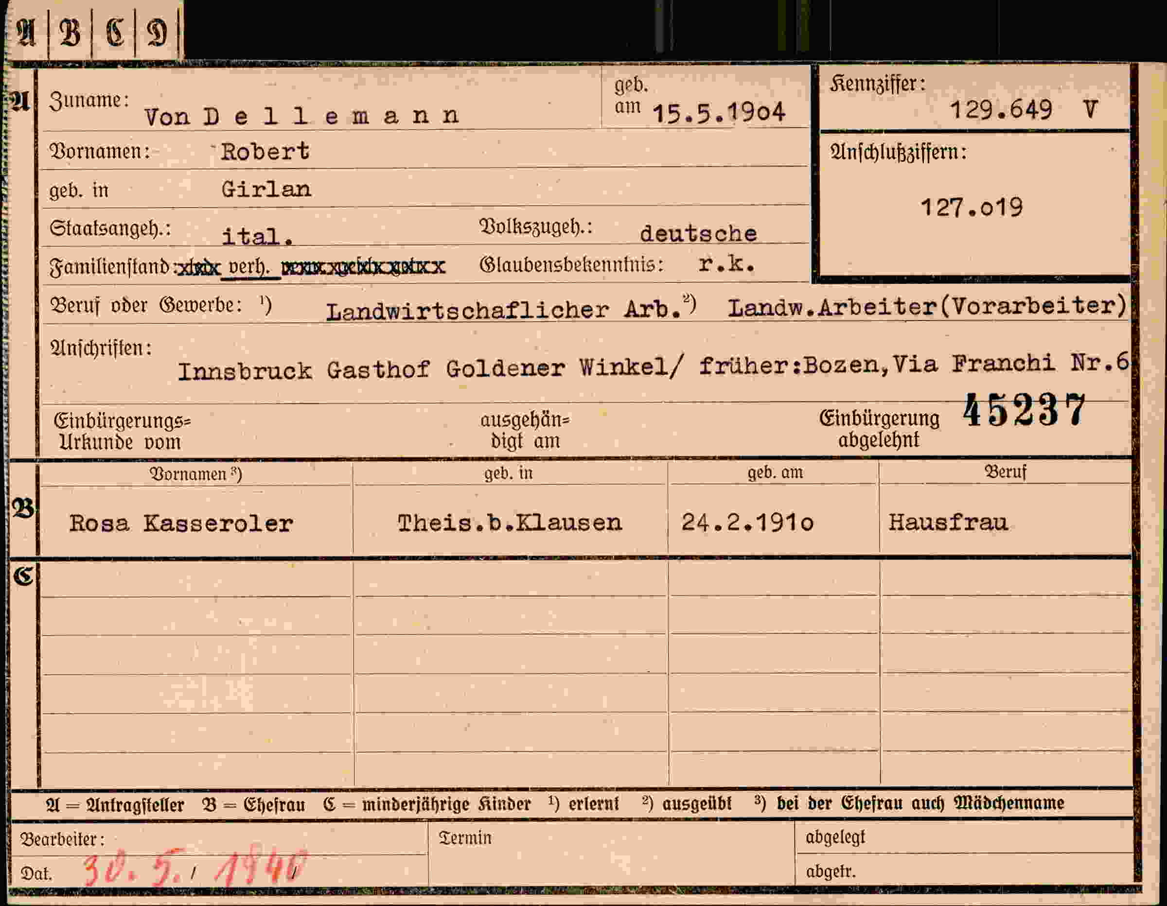 Vorderseite des Dokuments