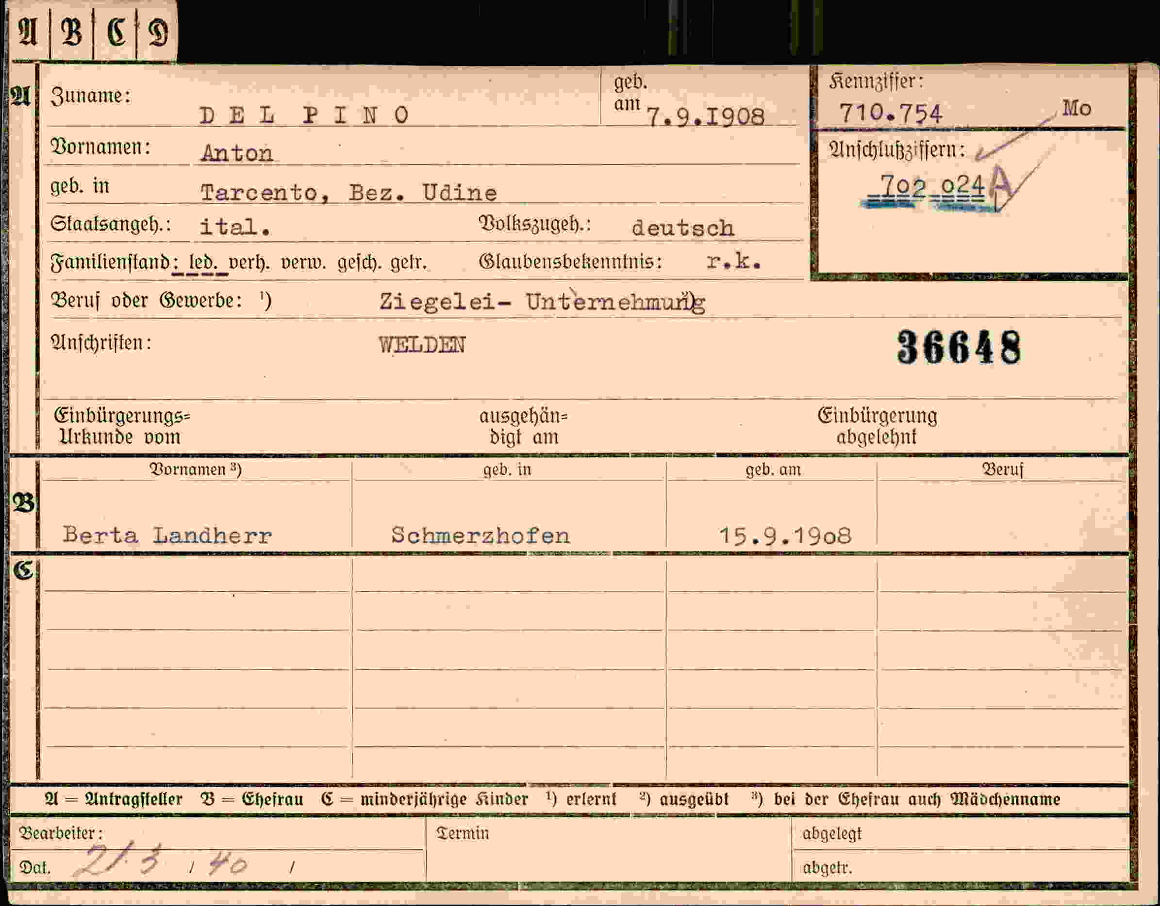 Vorderseite des Dokuments