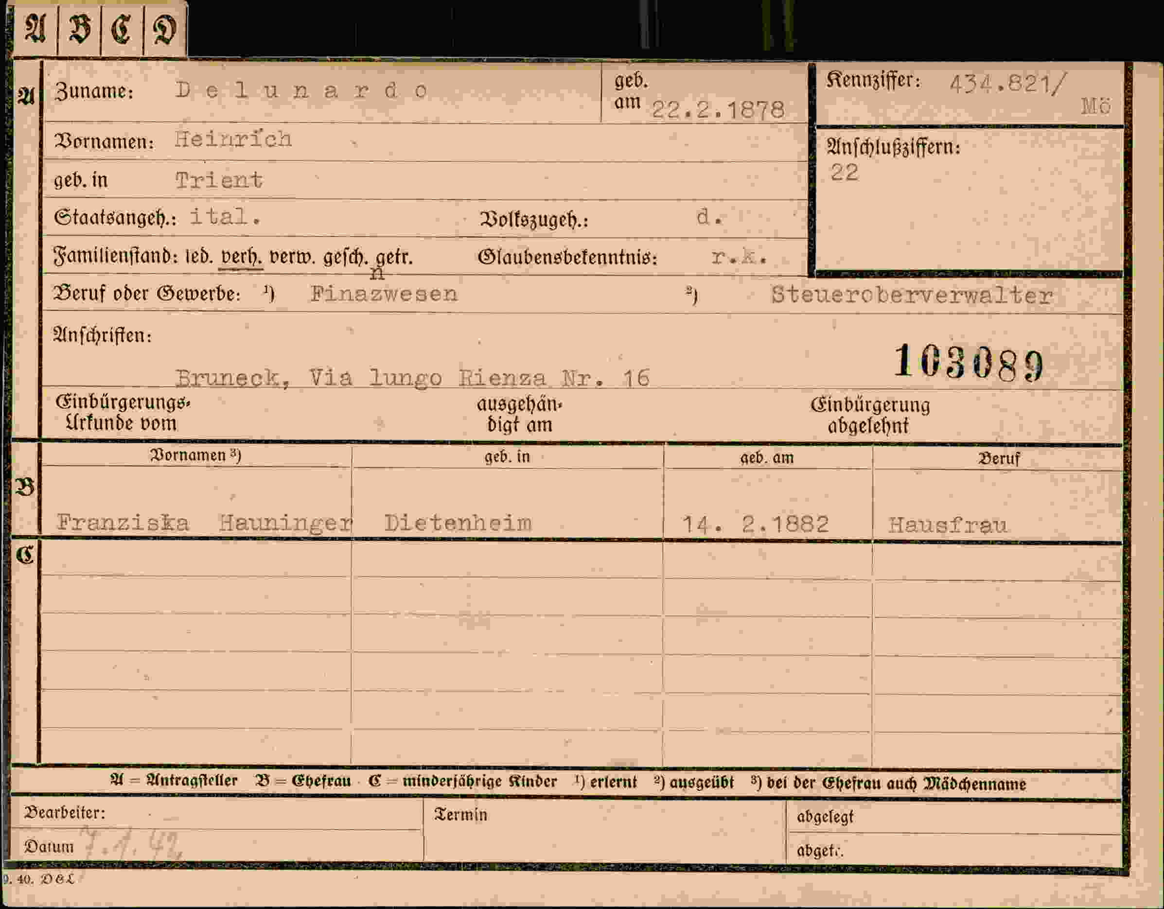 Dokument für Heinrich Delunardo