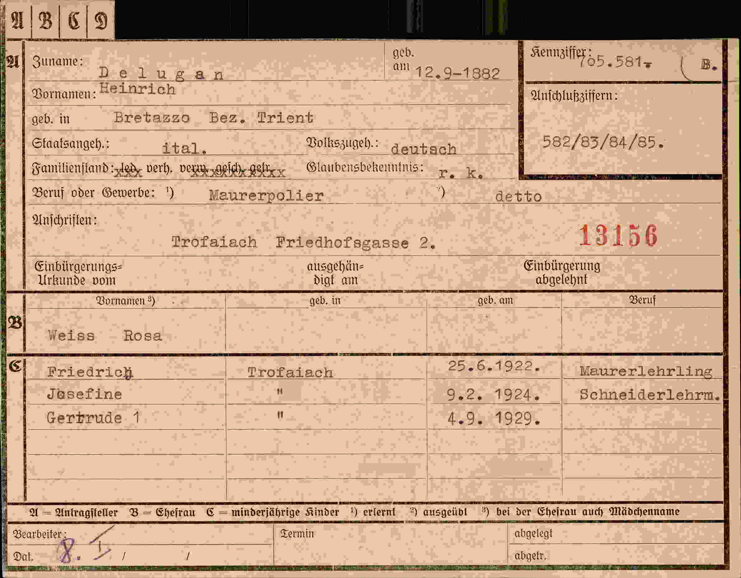 Dokument für Heinrich Delugan