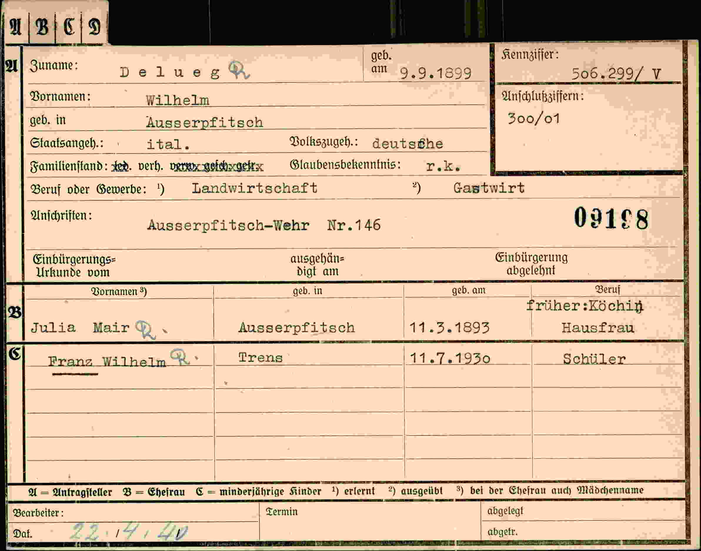 Dokument für Wilhelm Delueg
