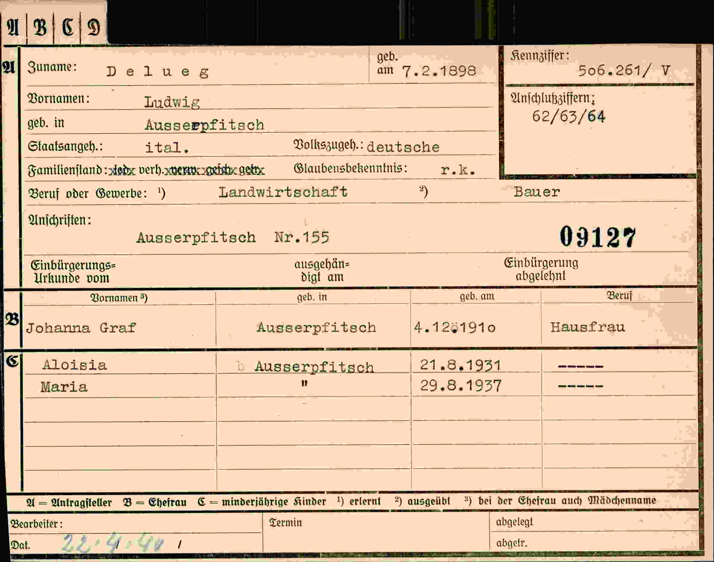 Dokument für Ludwig Delueg