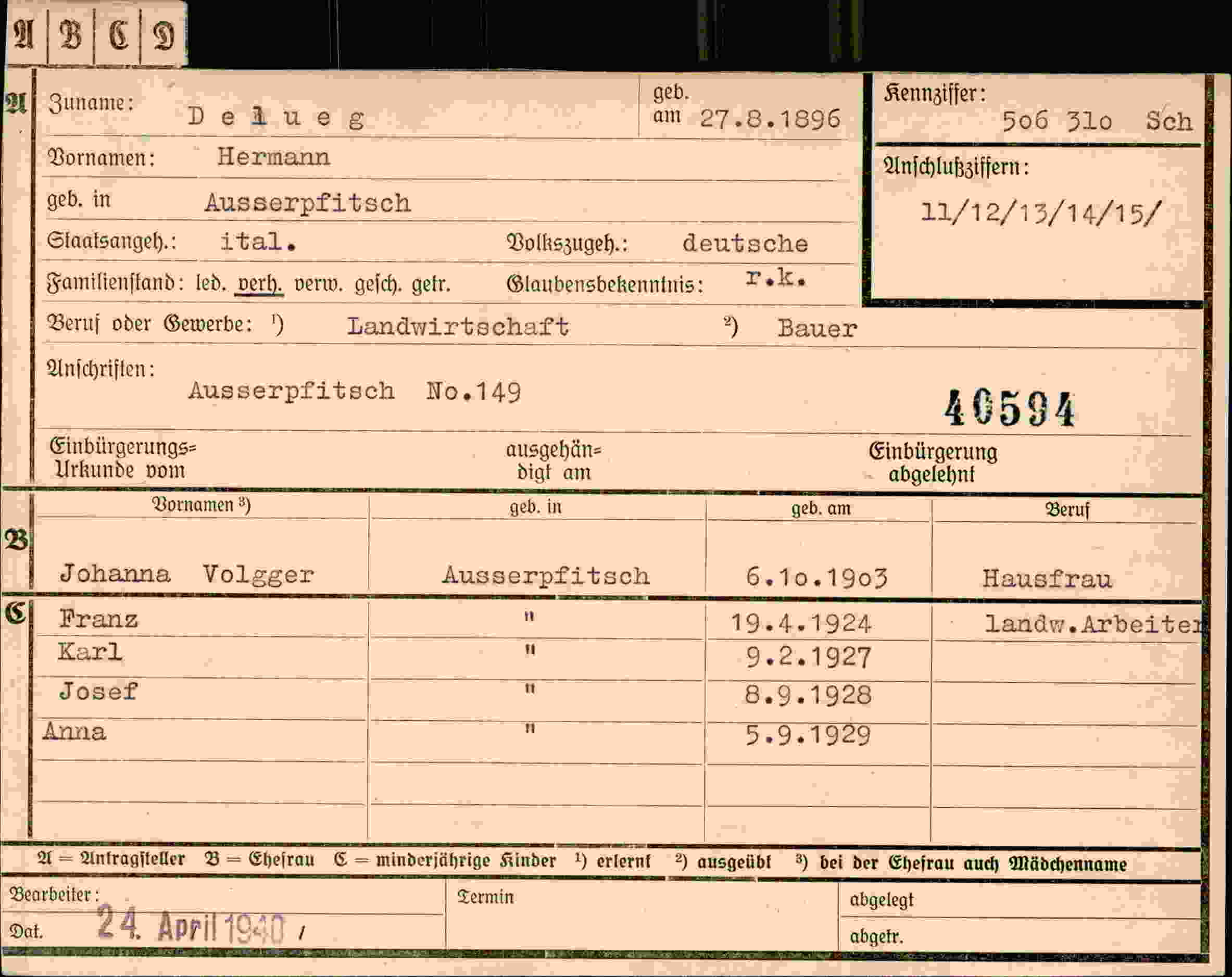 Dokument für Hermann Delueg