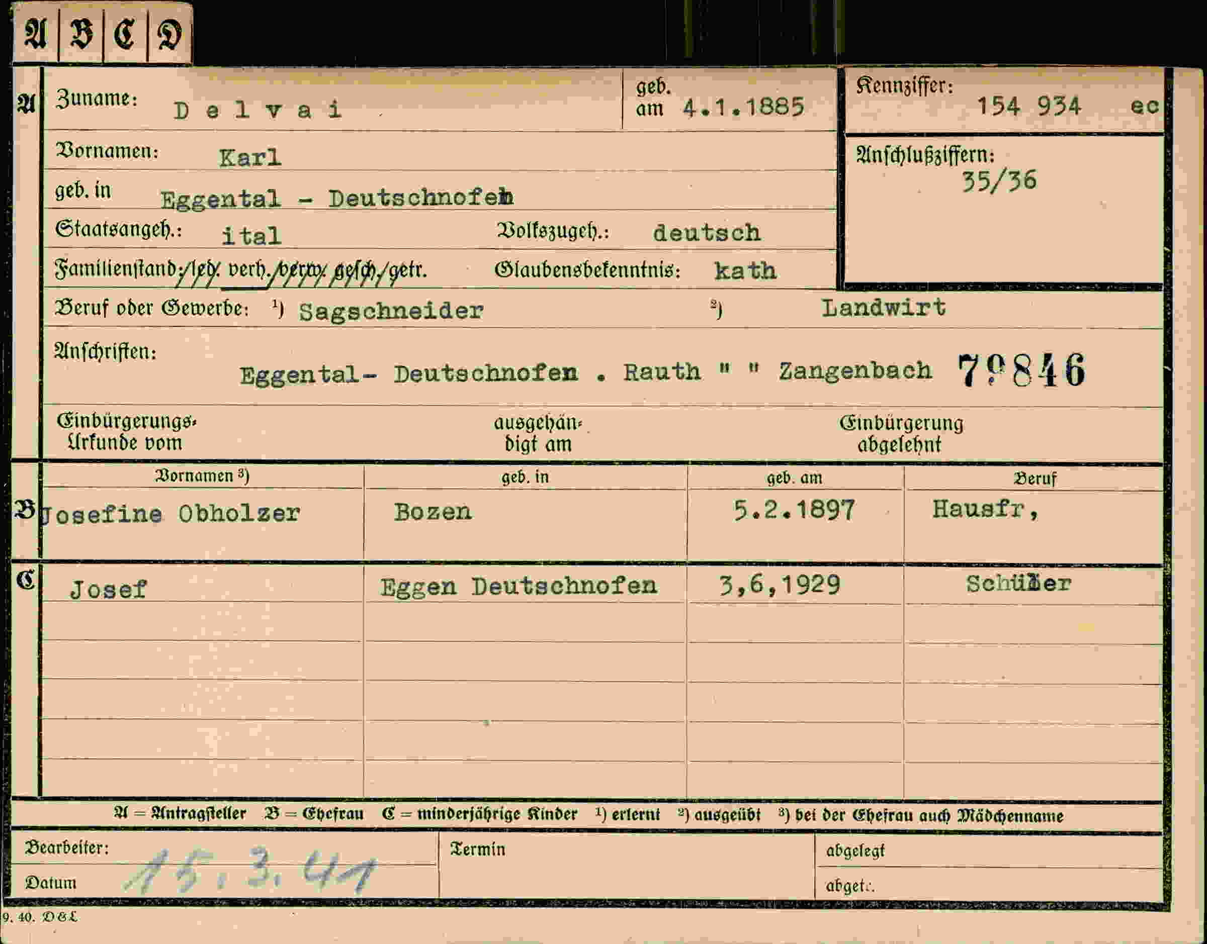 Dokument für Karl Delvai