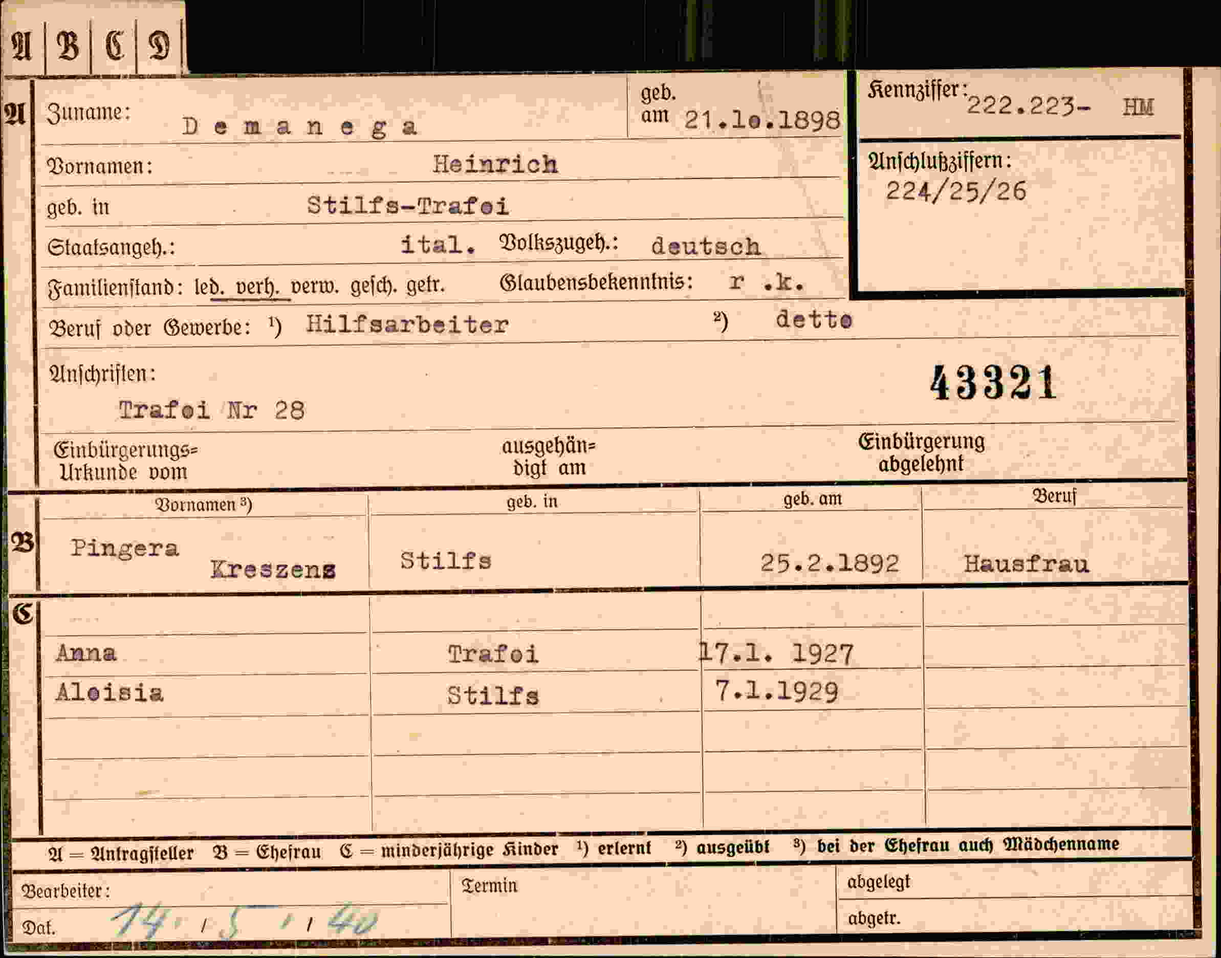 Dokument für Heinrich Demanega