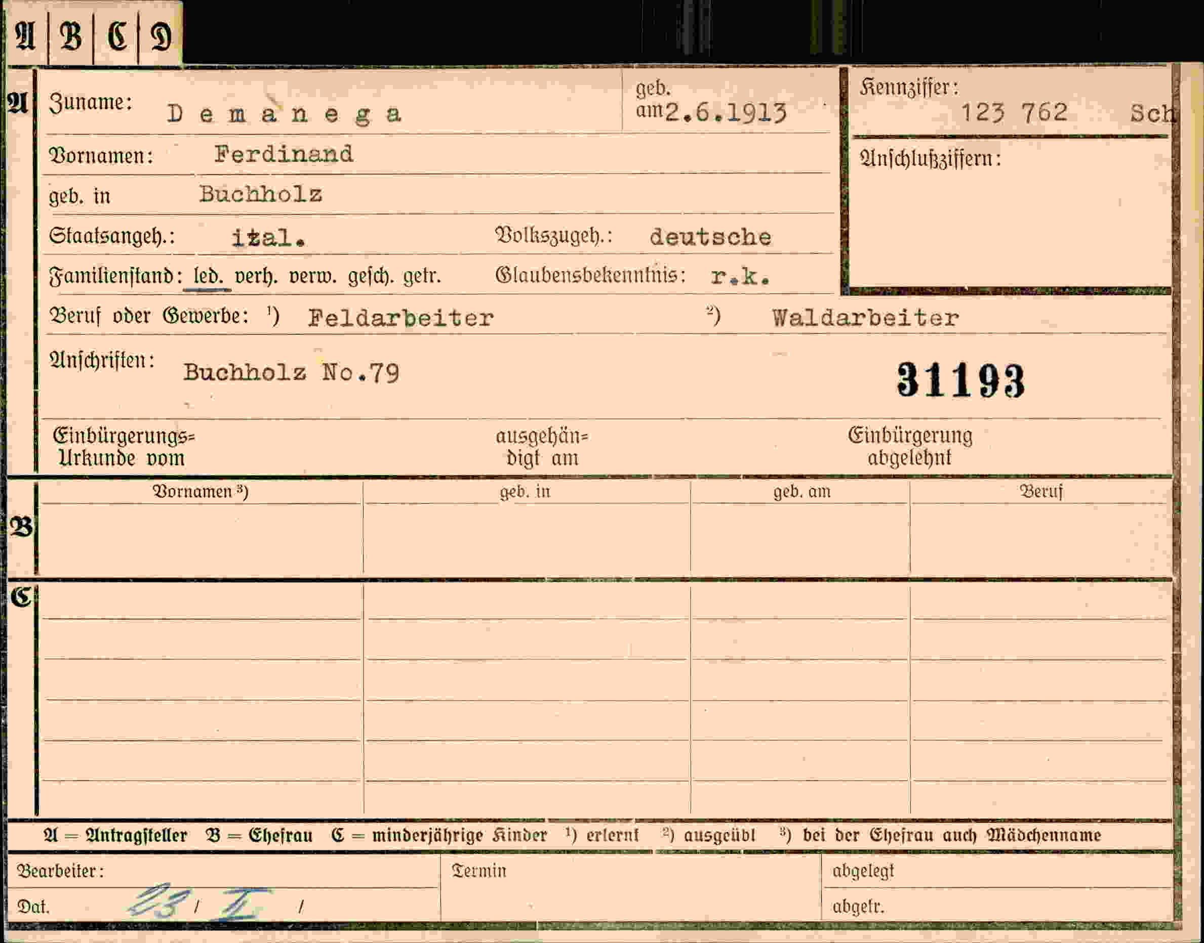 Dokument für Ferdinand Demanega