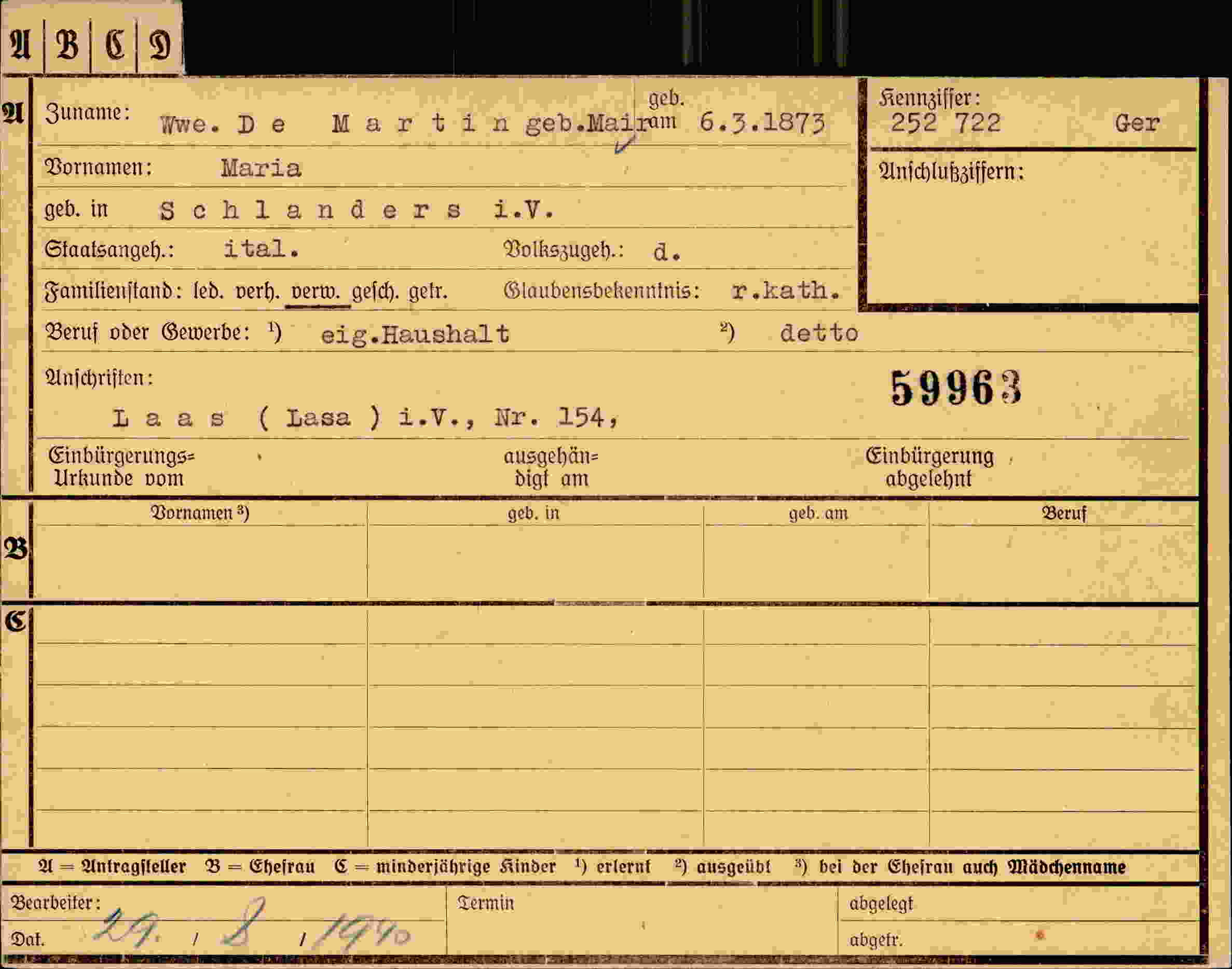 Dokument für Maria Demartin