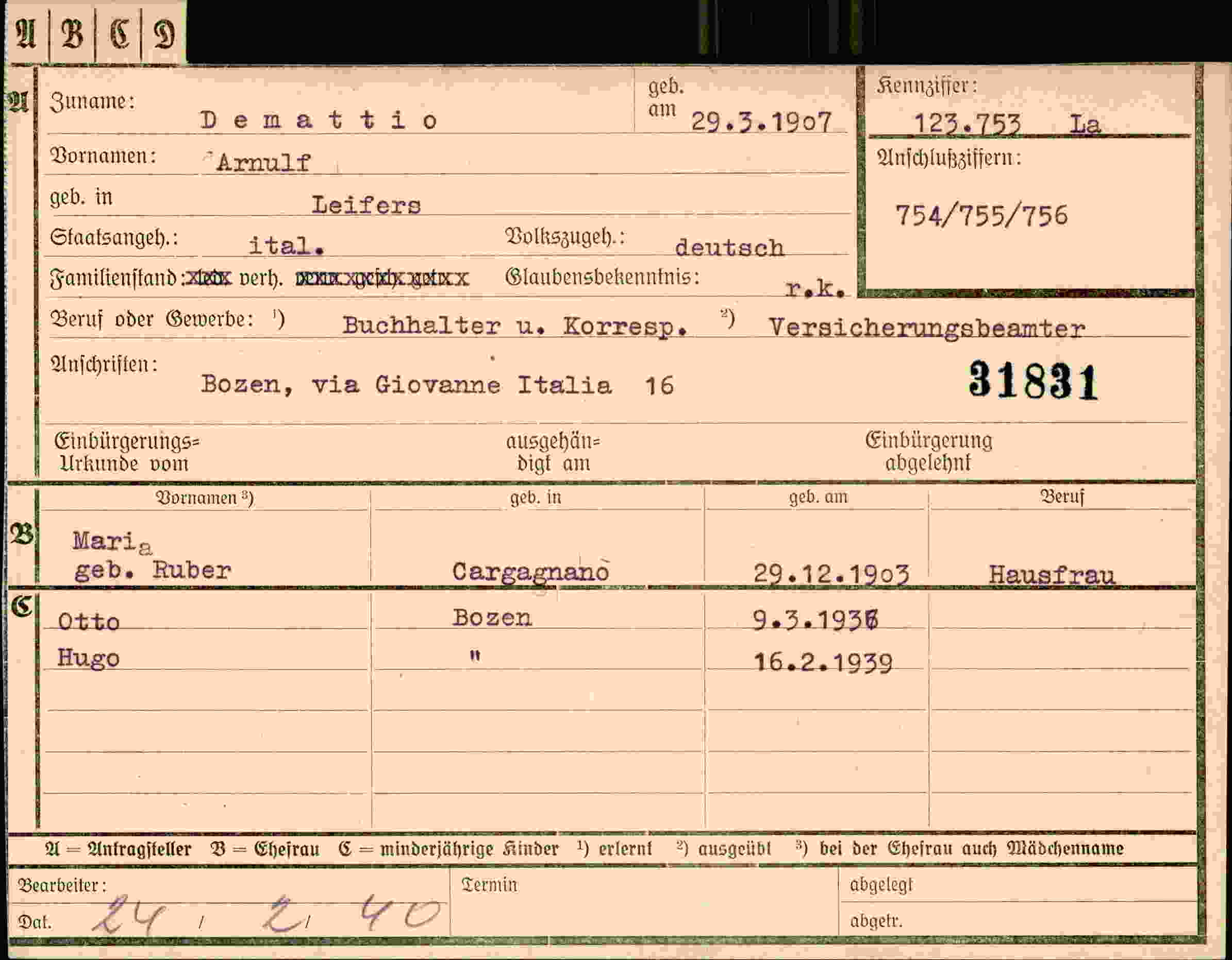Dokument für Arnulf Demattio