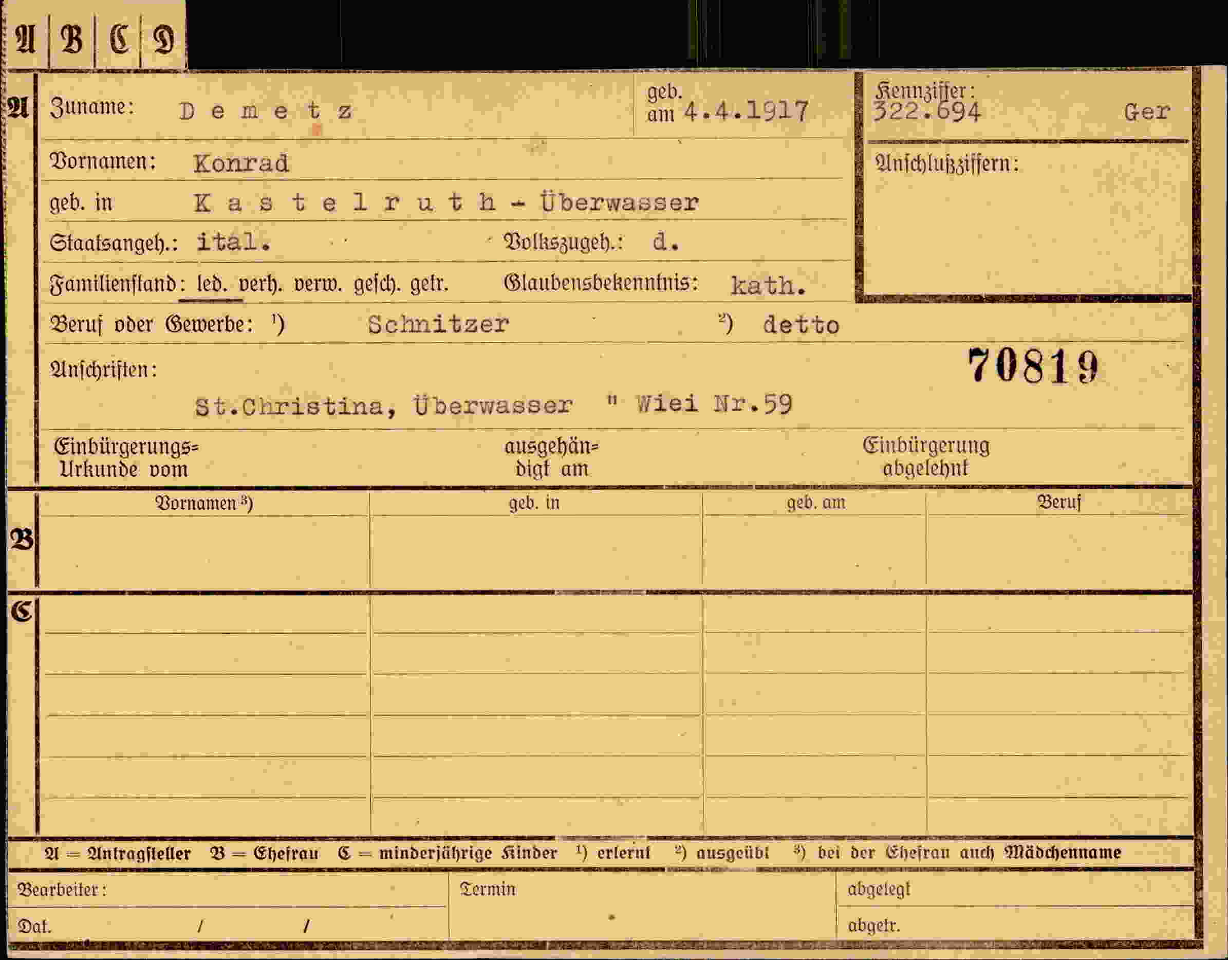 Dokument für Konrad Demetz