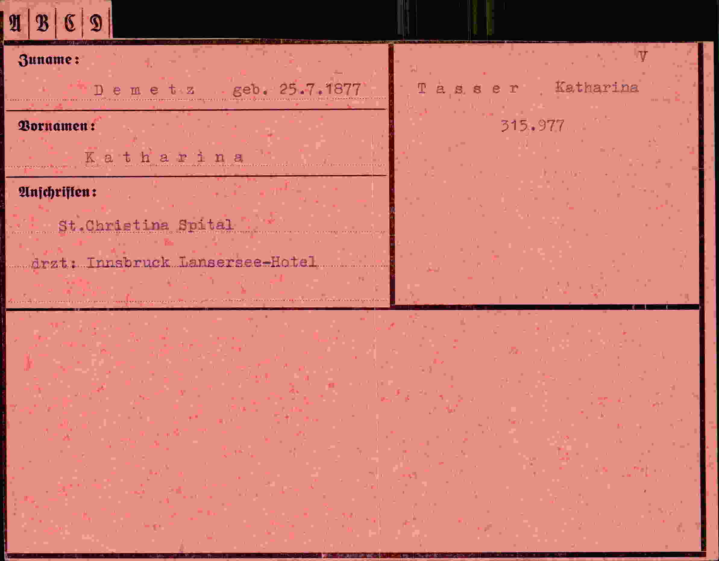 Vorderseite des Dokuments