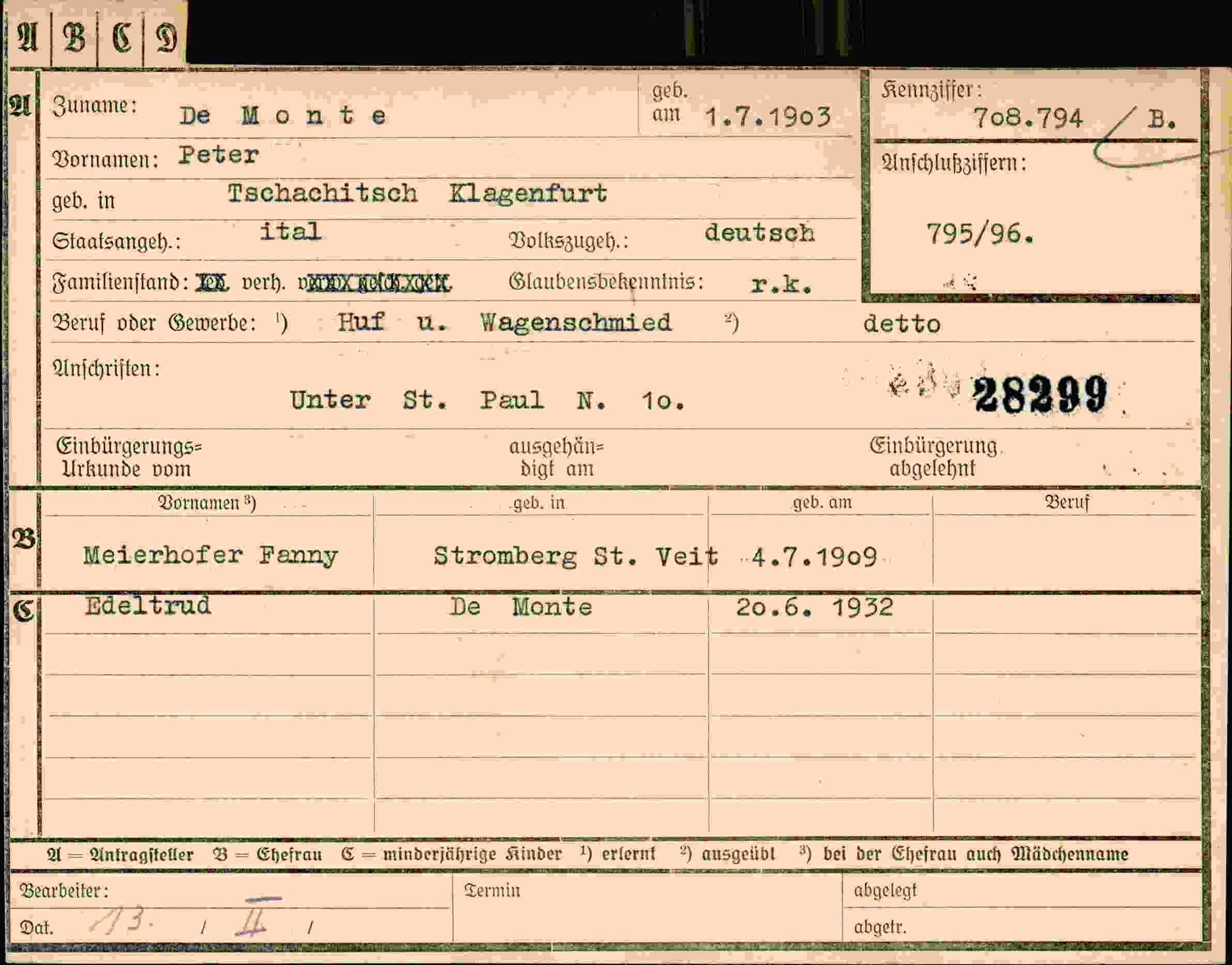 Dokument für Peter De Monte