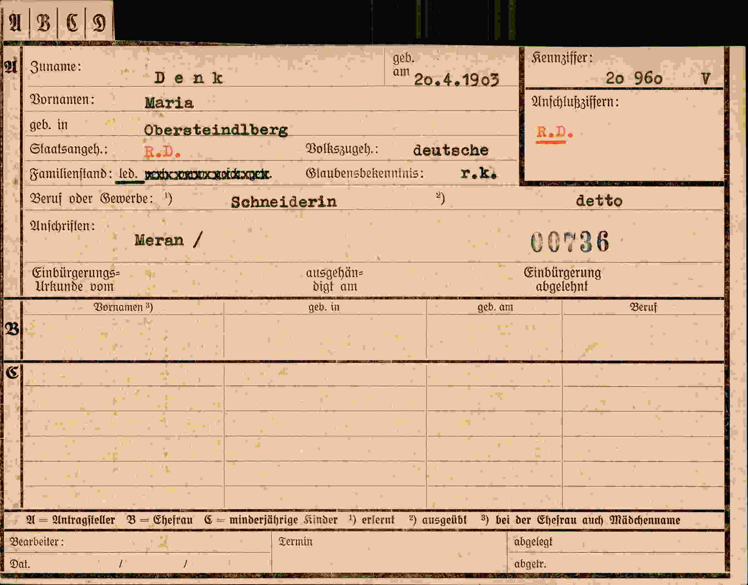 Vorderseite des Dokuments
