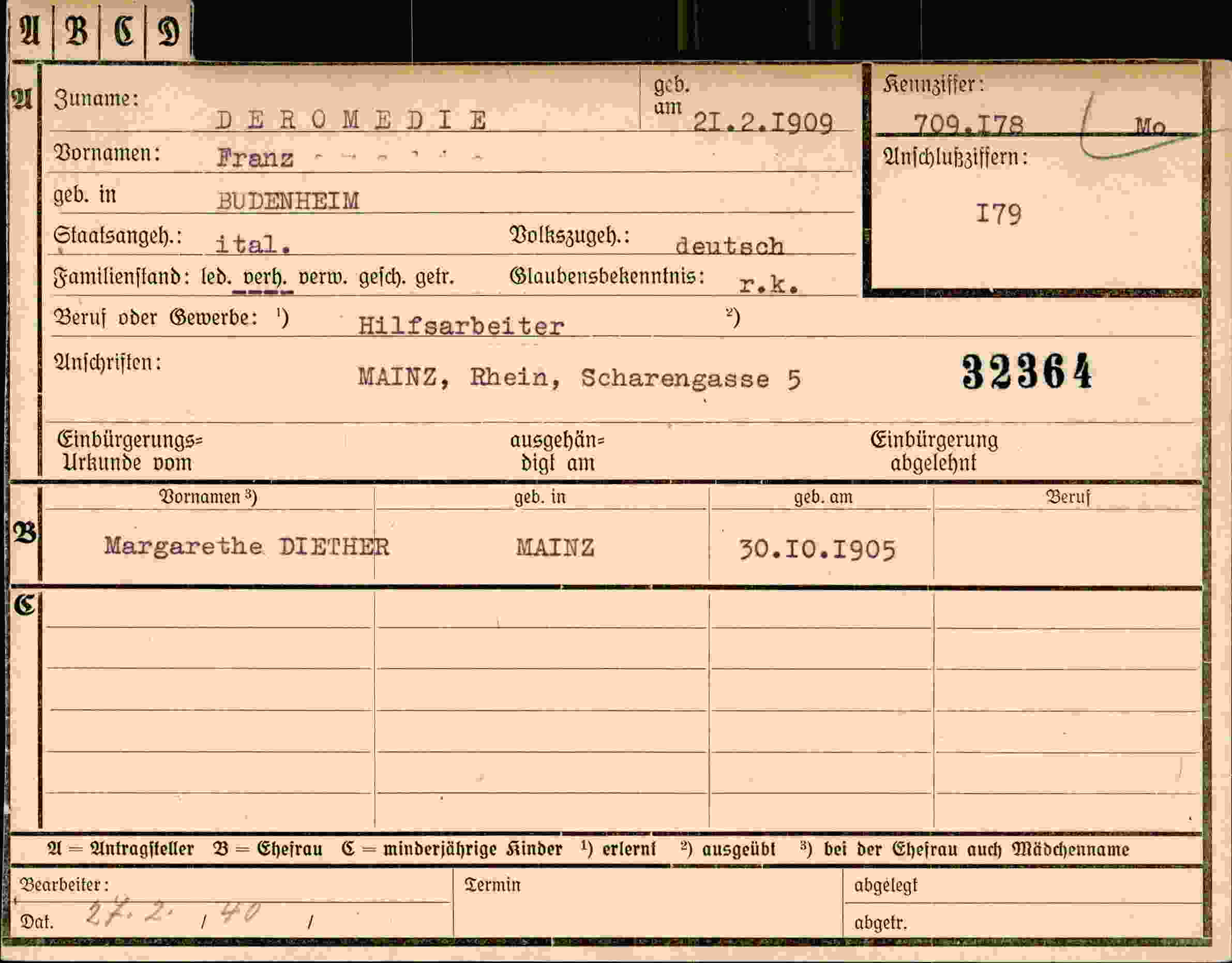 Vorderseite des Dokuments