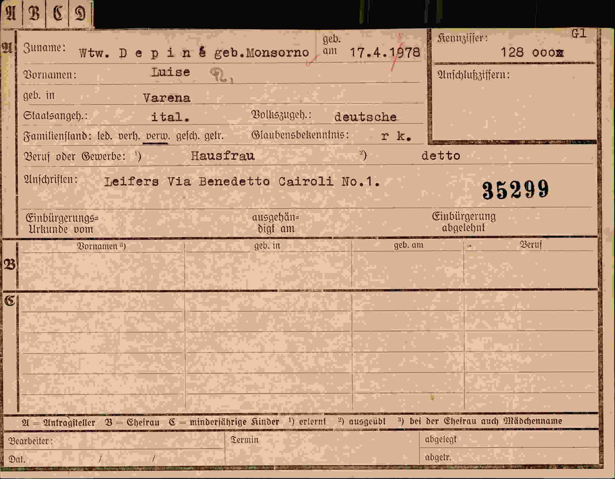 Dokument für Luise Depin