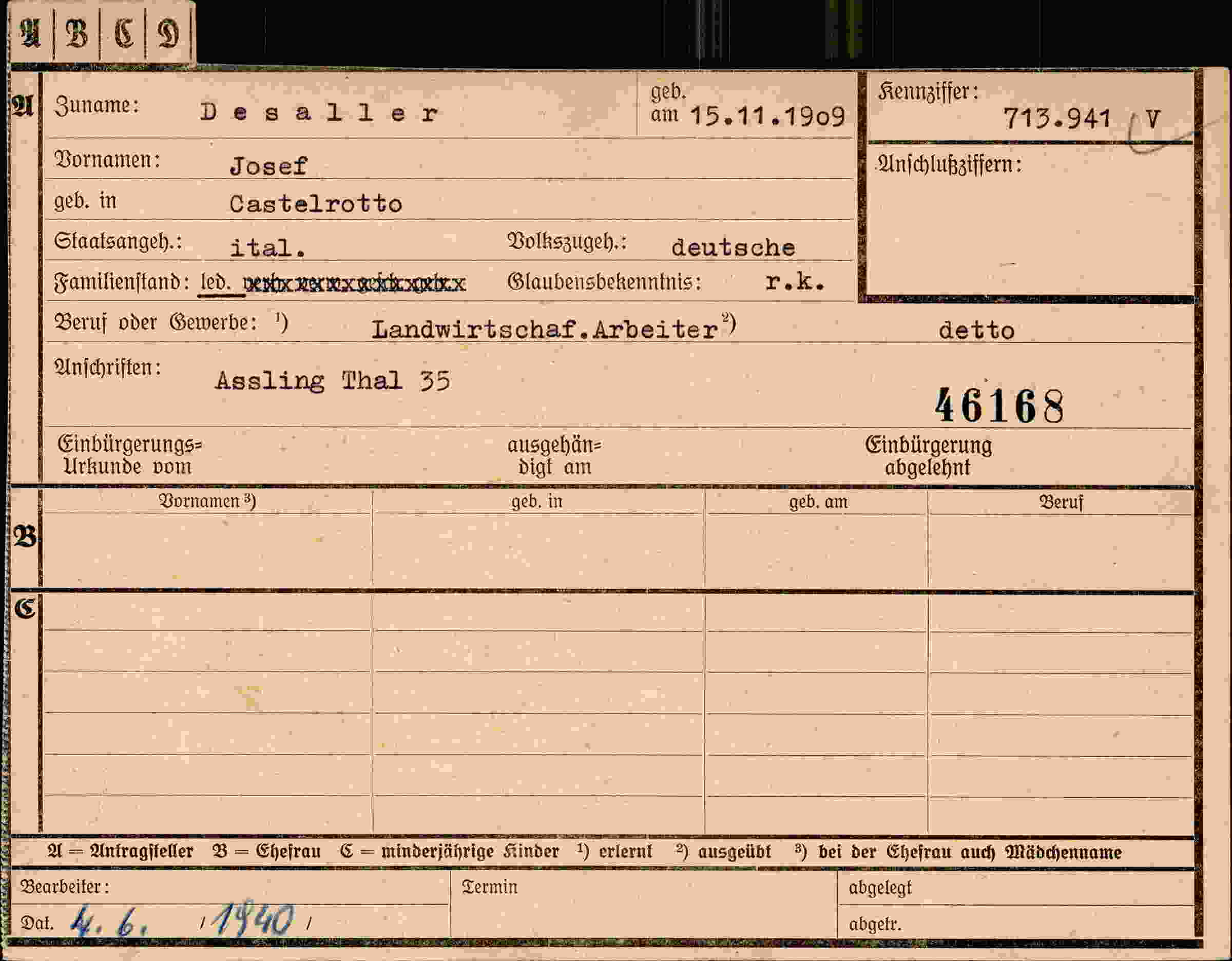 Dokument für Josef Desaller