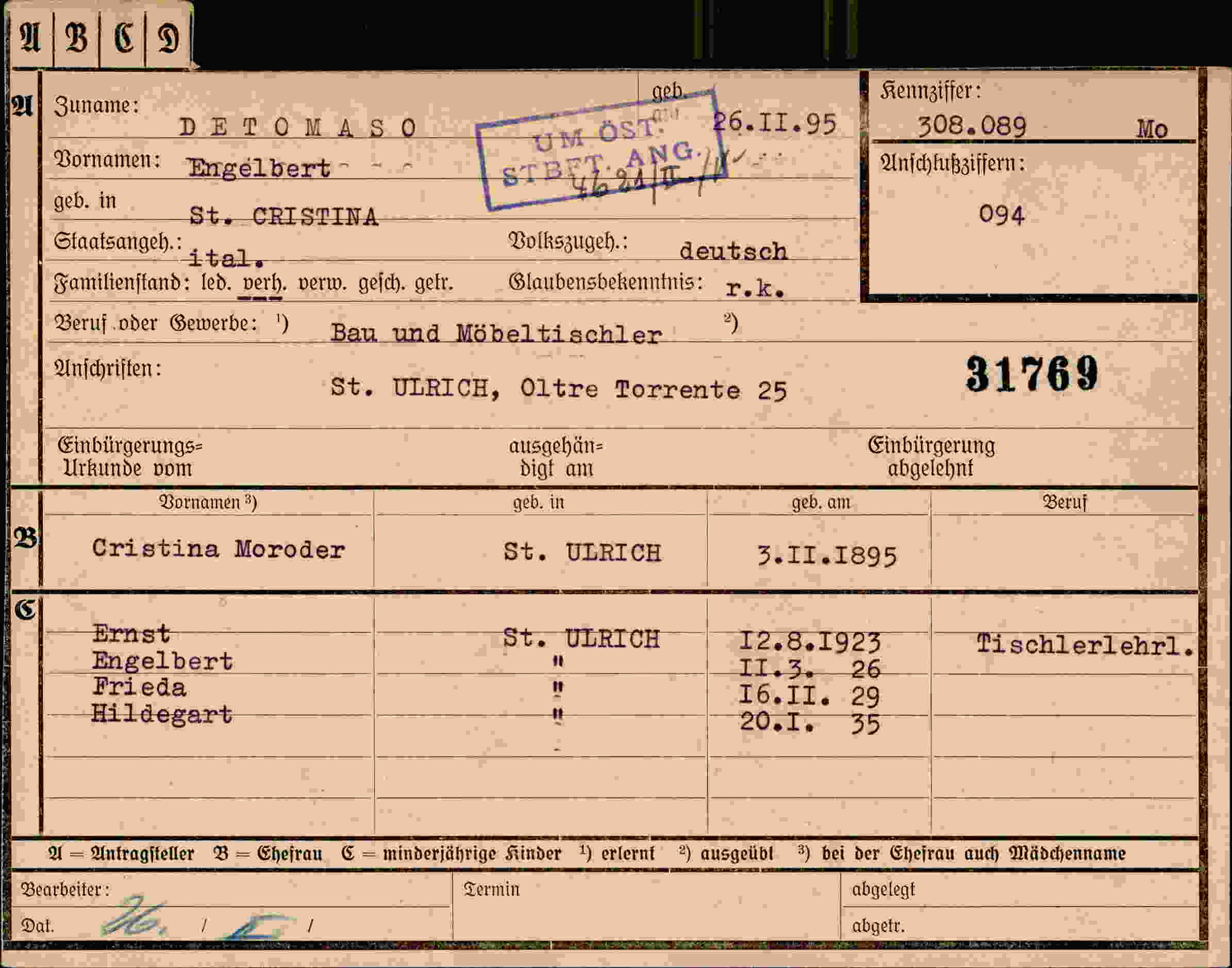 Vorderseite des Dokuments