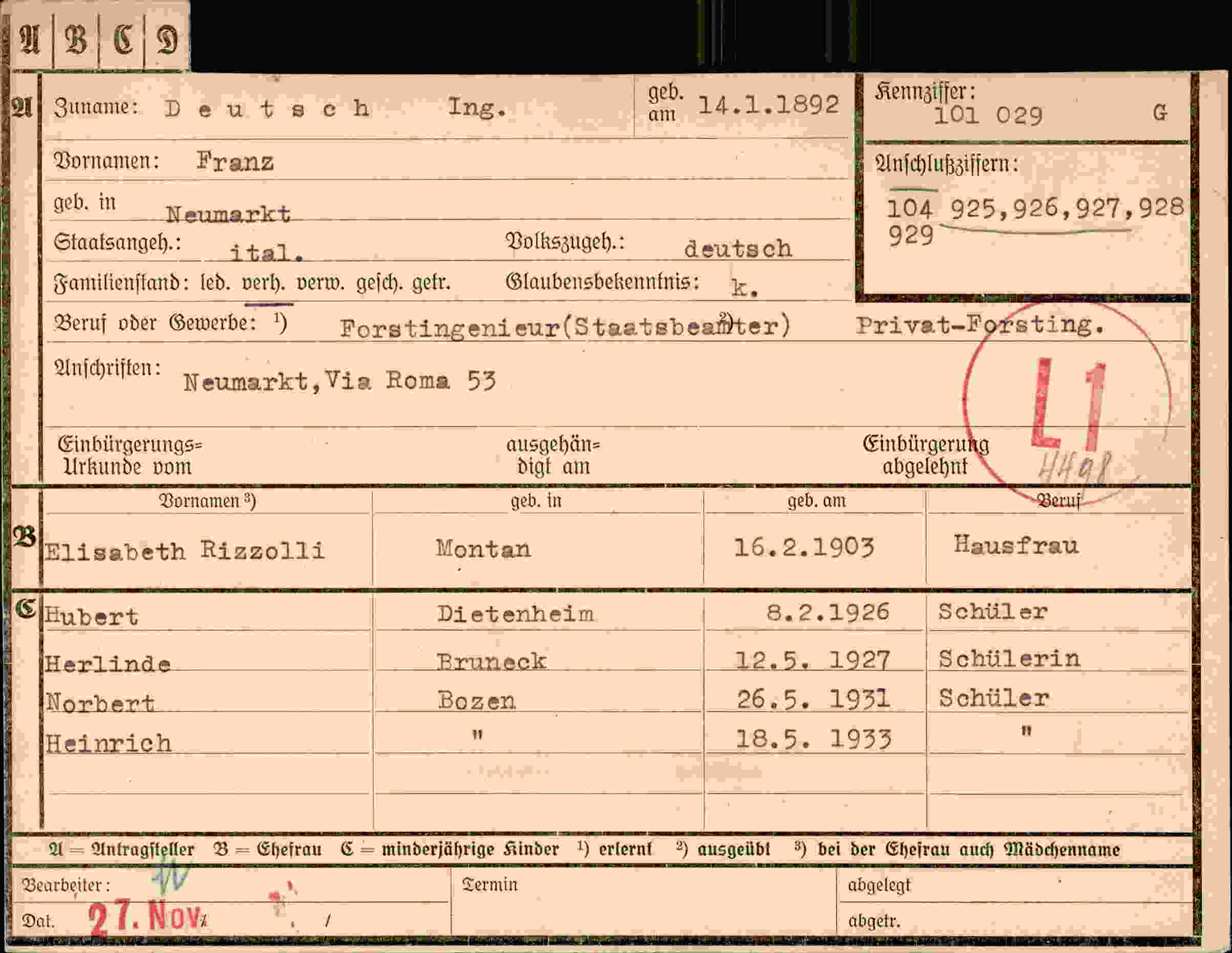 Dokument für Franz Deutsch