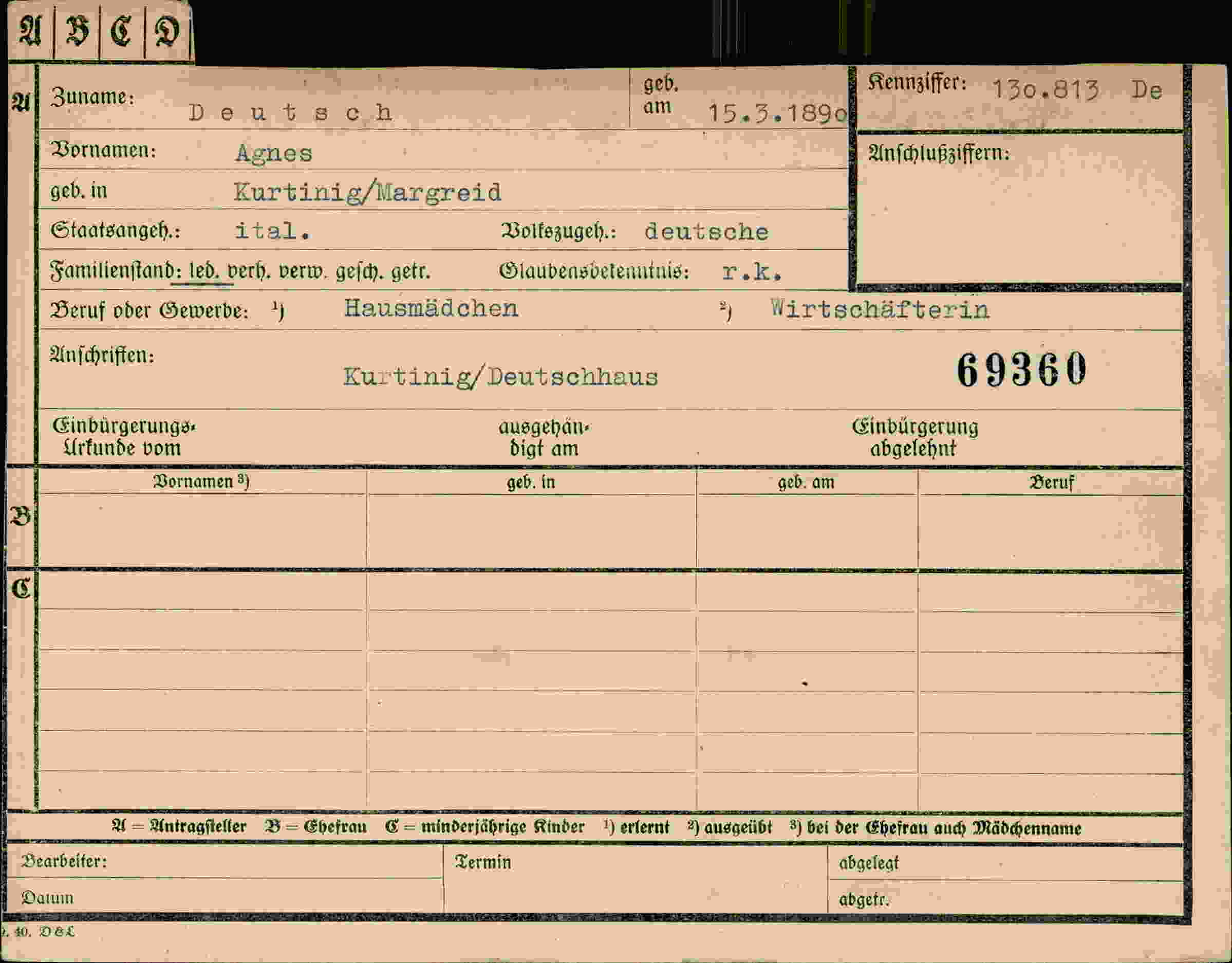 Vorderseite des Dokuments