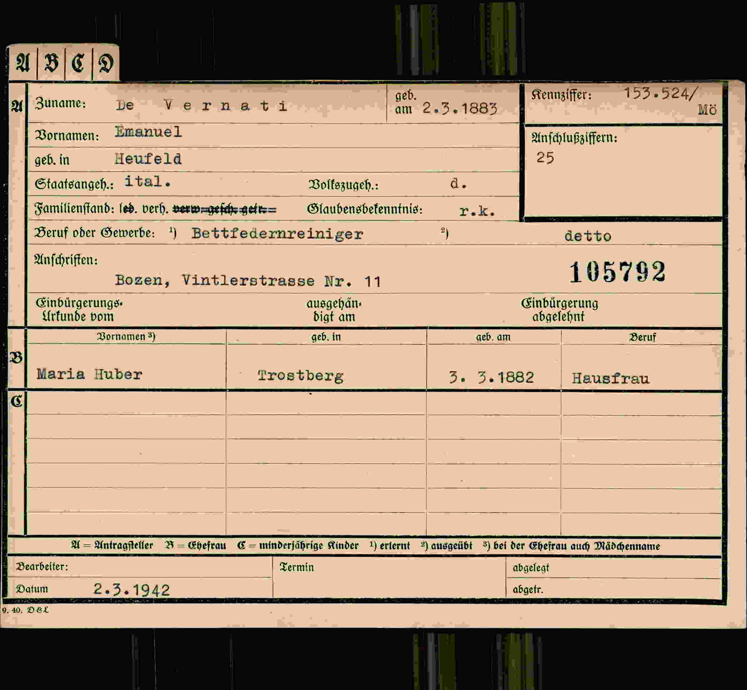 Vorderseite des Dokuments