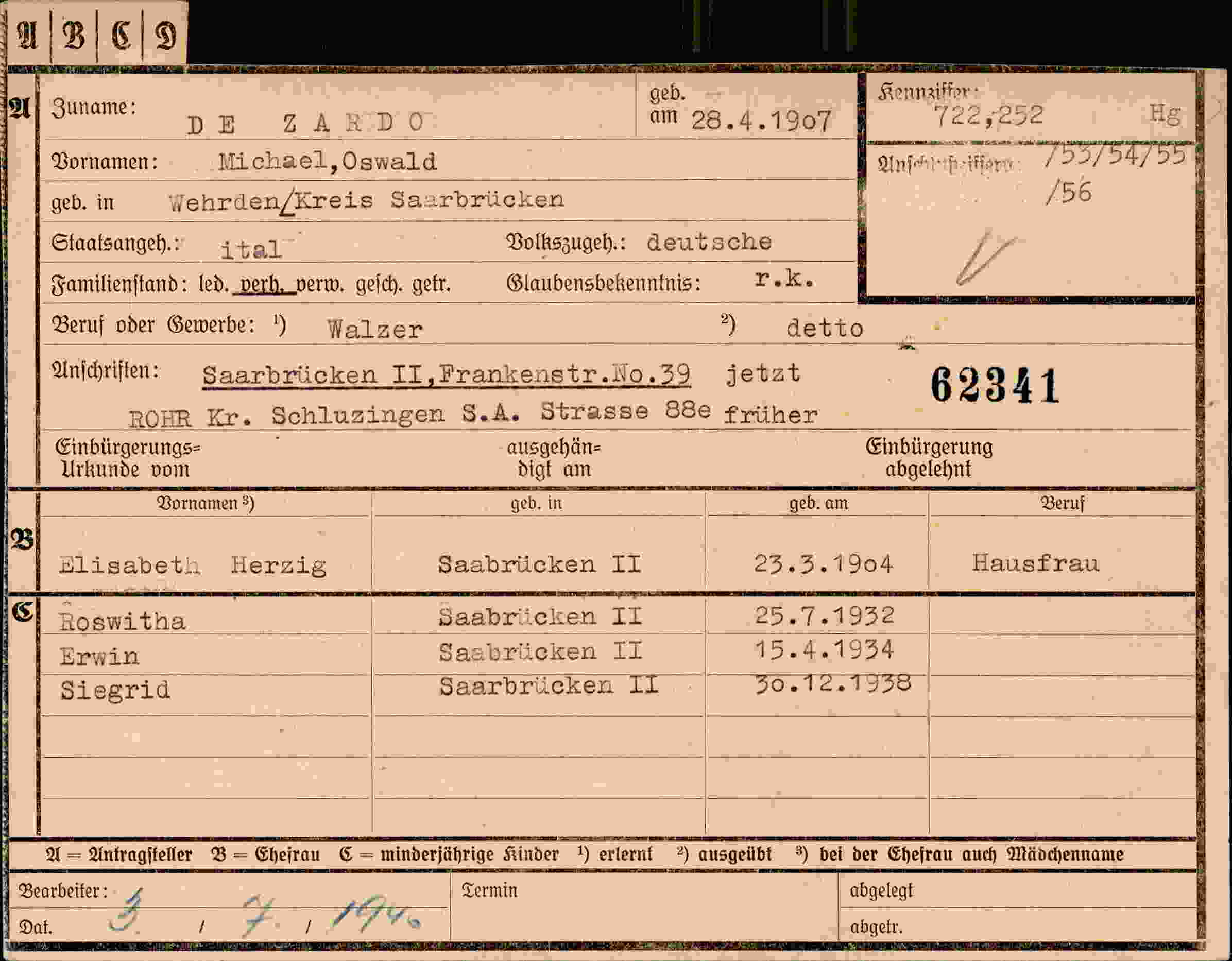 Dokument für Michael,Oswald De Zardo