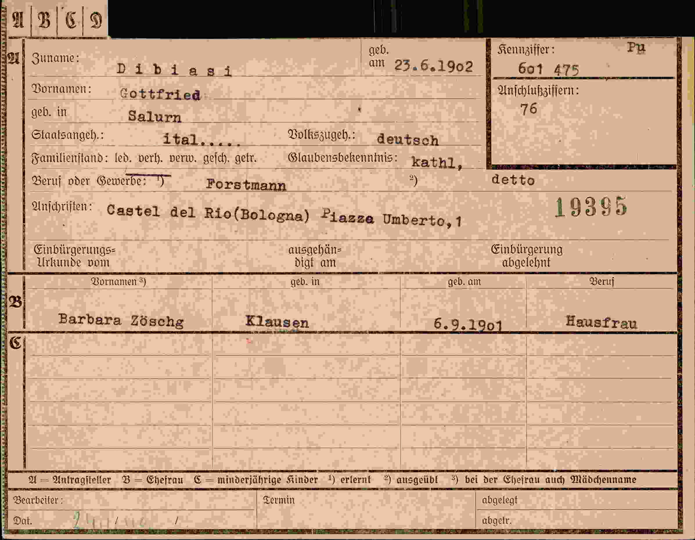 Dokument für Gottfried Dibig