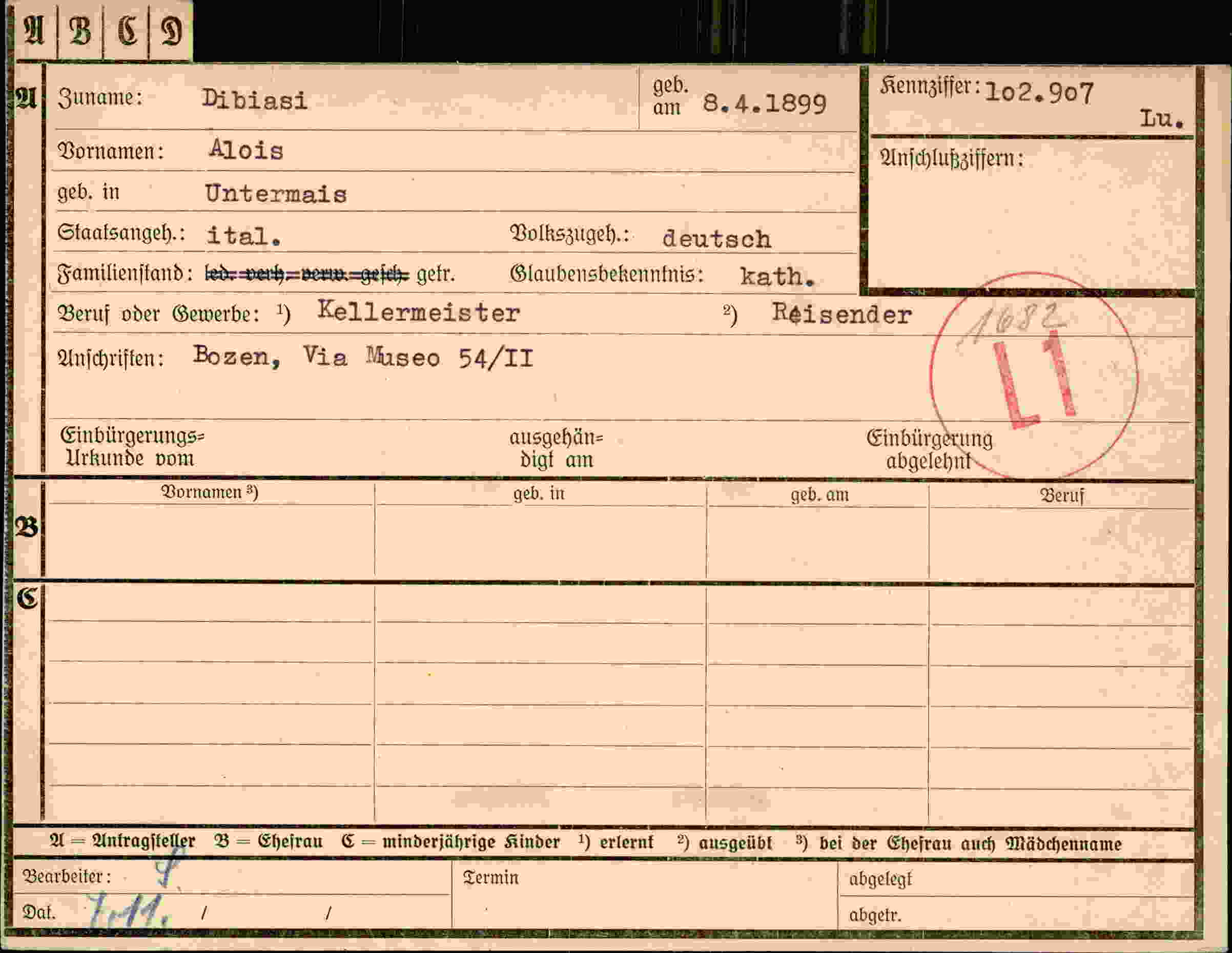 Dokument für Alois Dibiasi