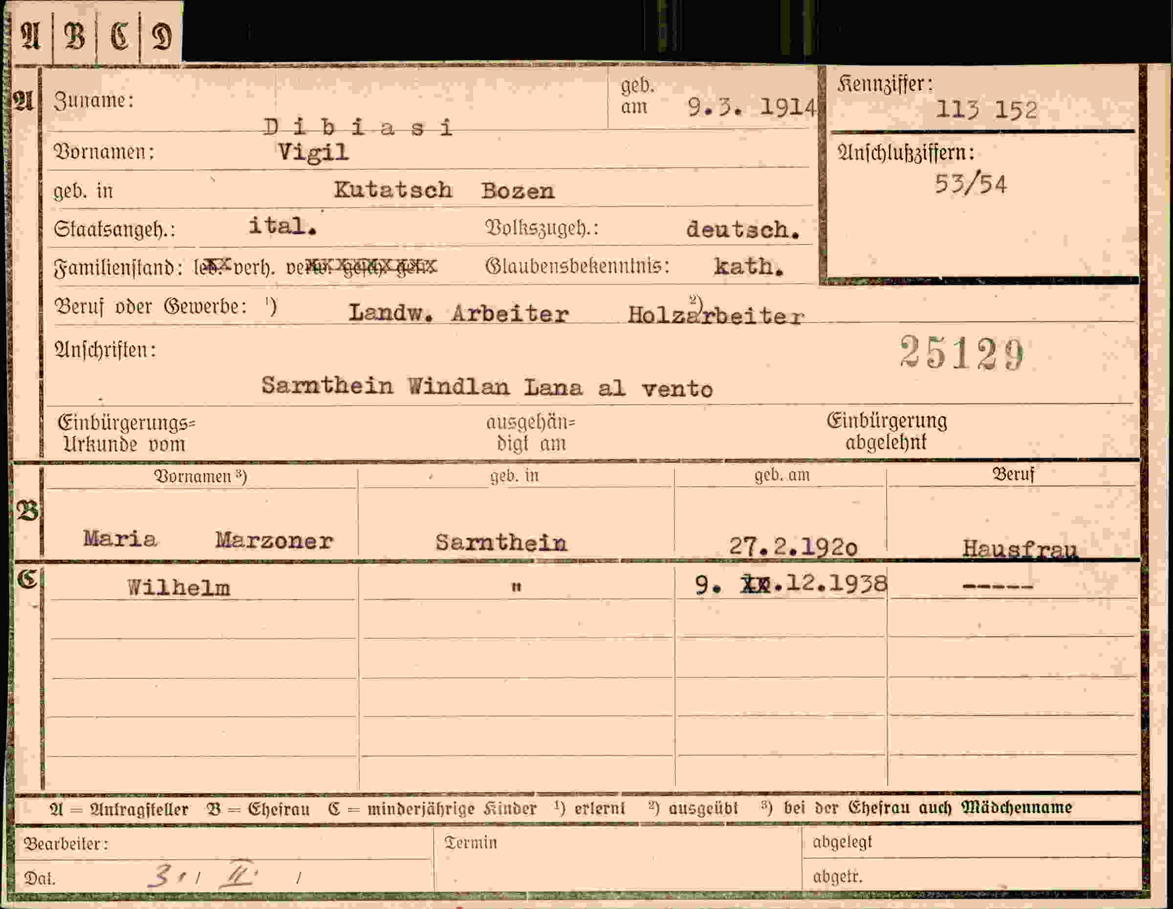 Dokument für Vigil Dibiasi