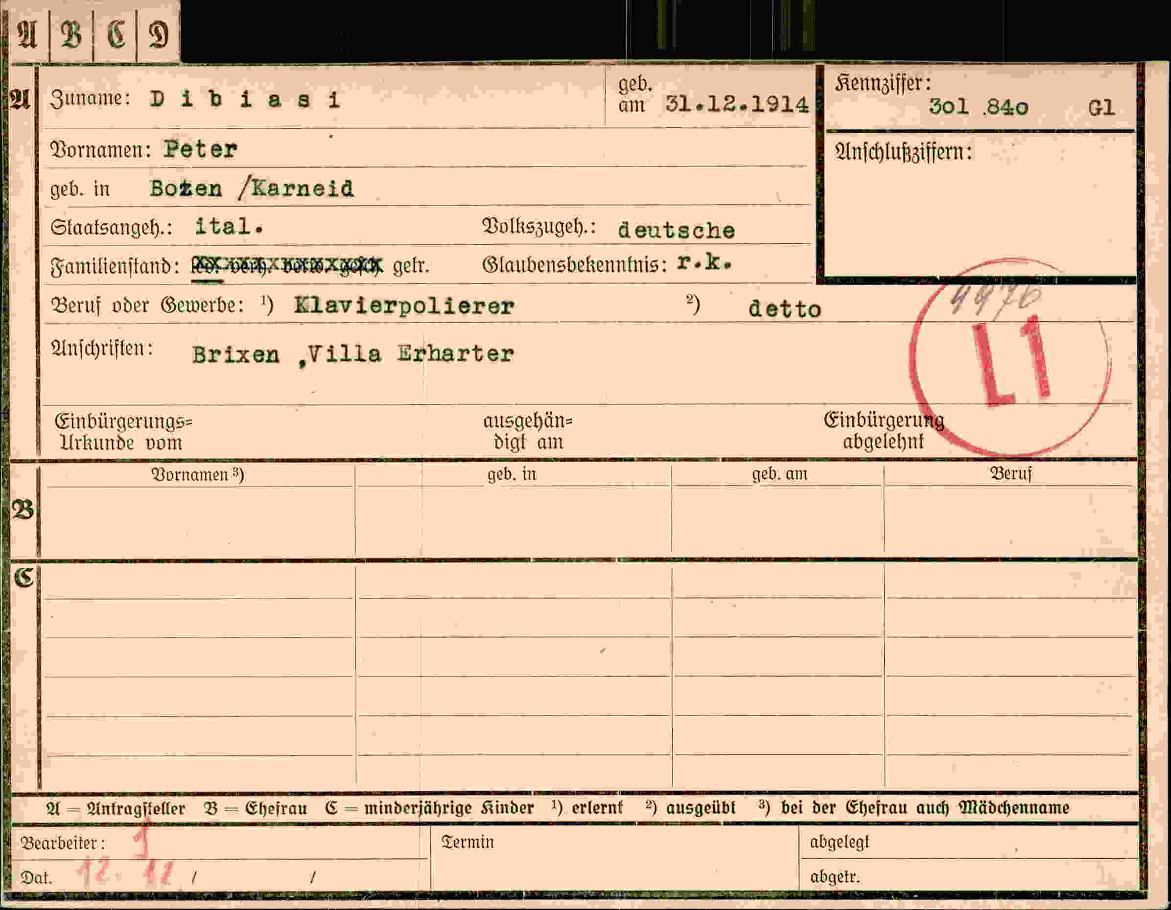 Dokument für Peter Dibiasi
