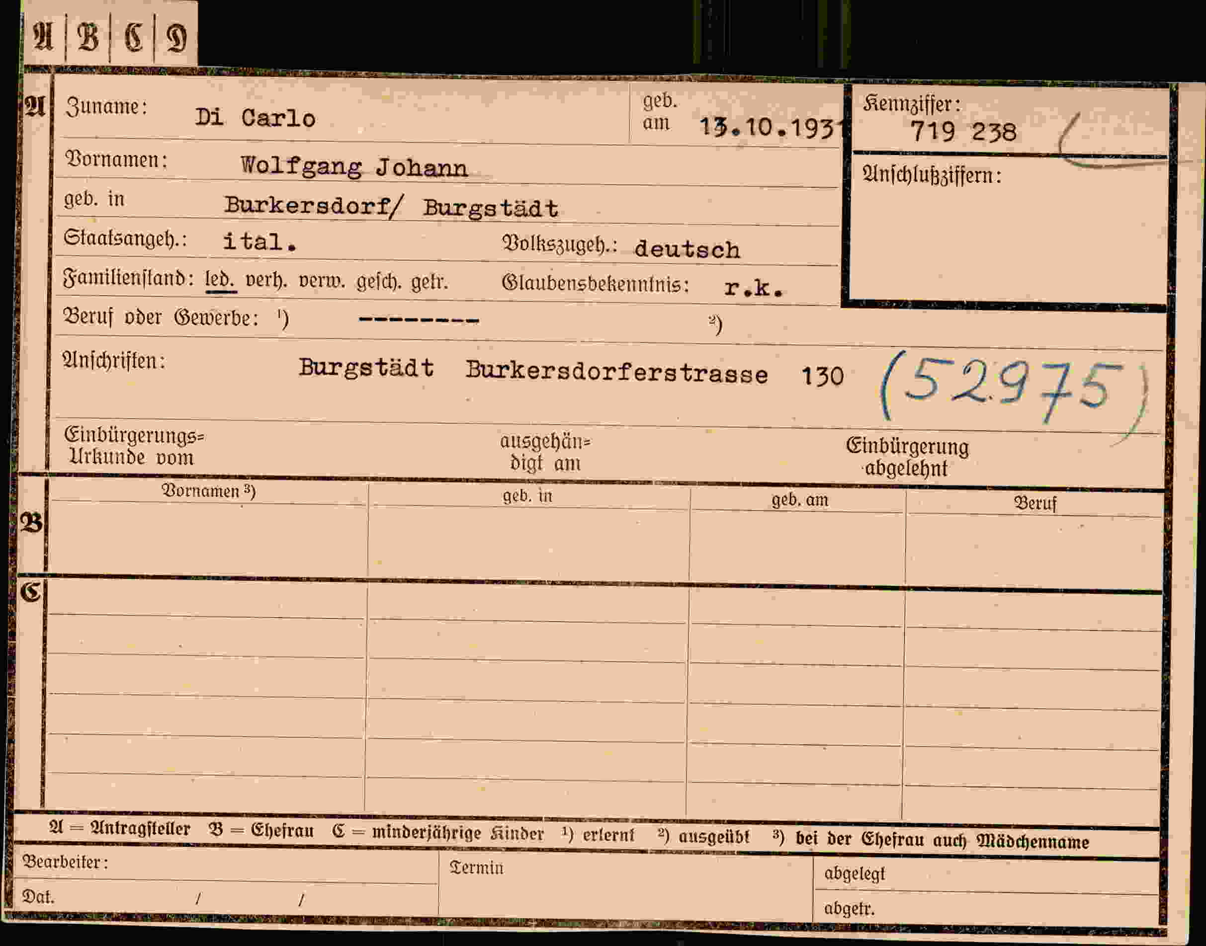Vorderseite des Dokuments