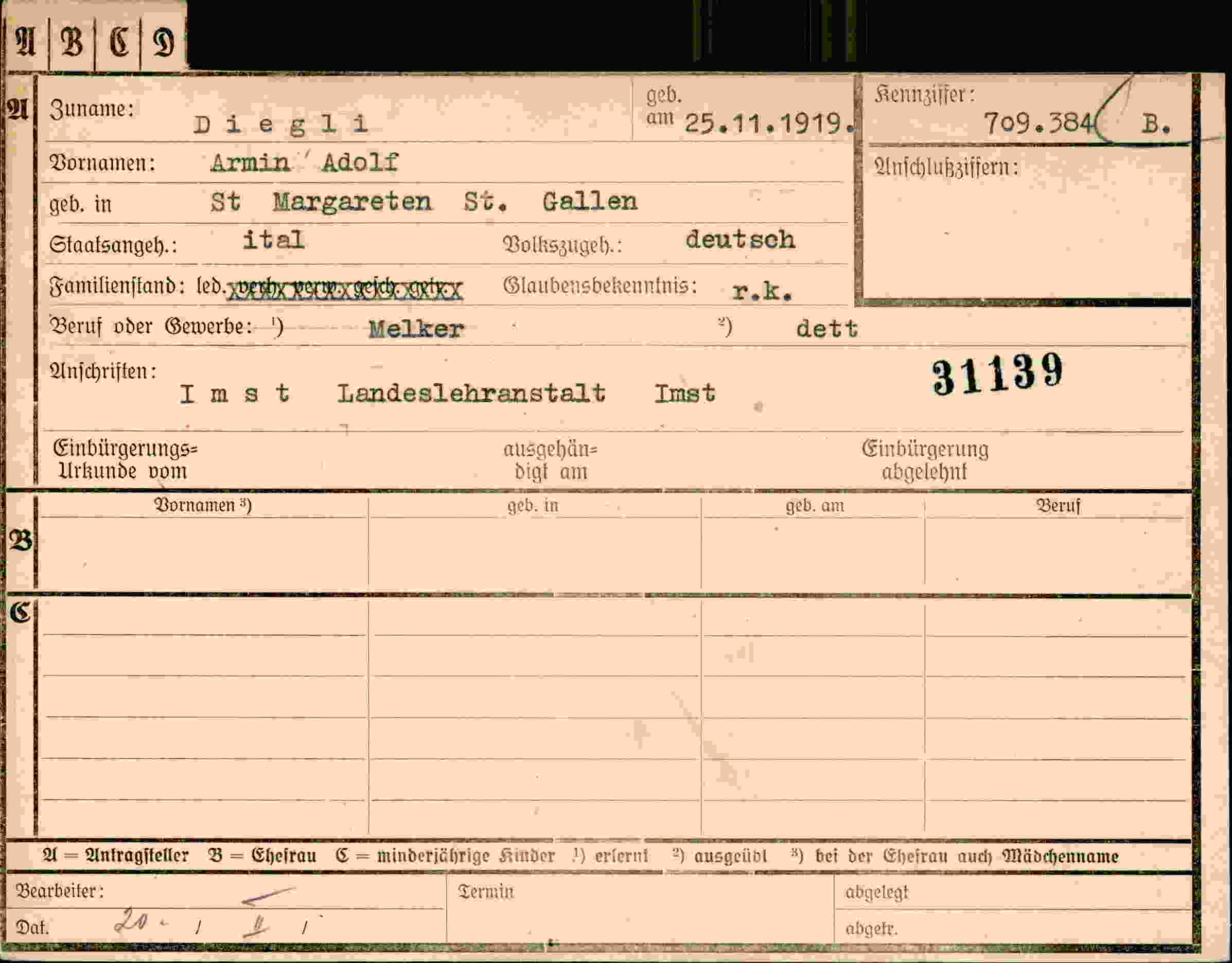 Dokument für Adolf Diegli
