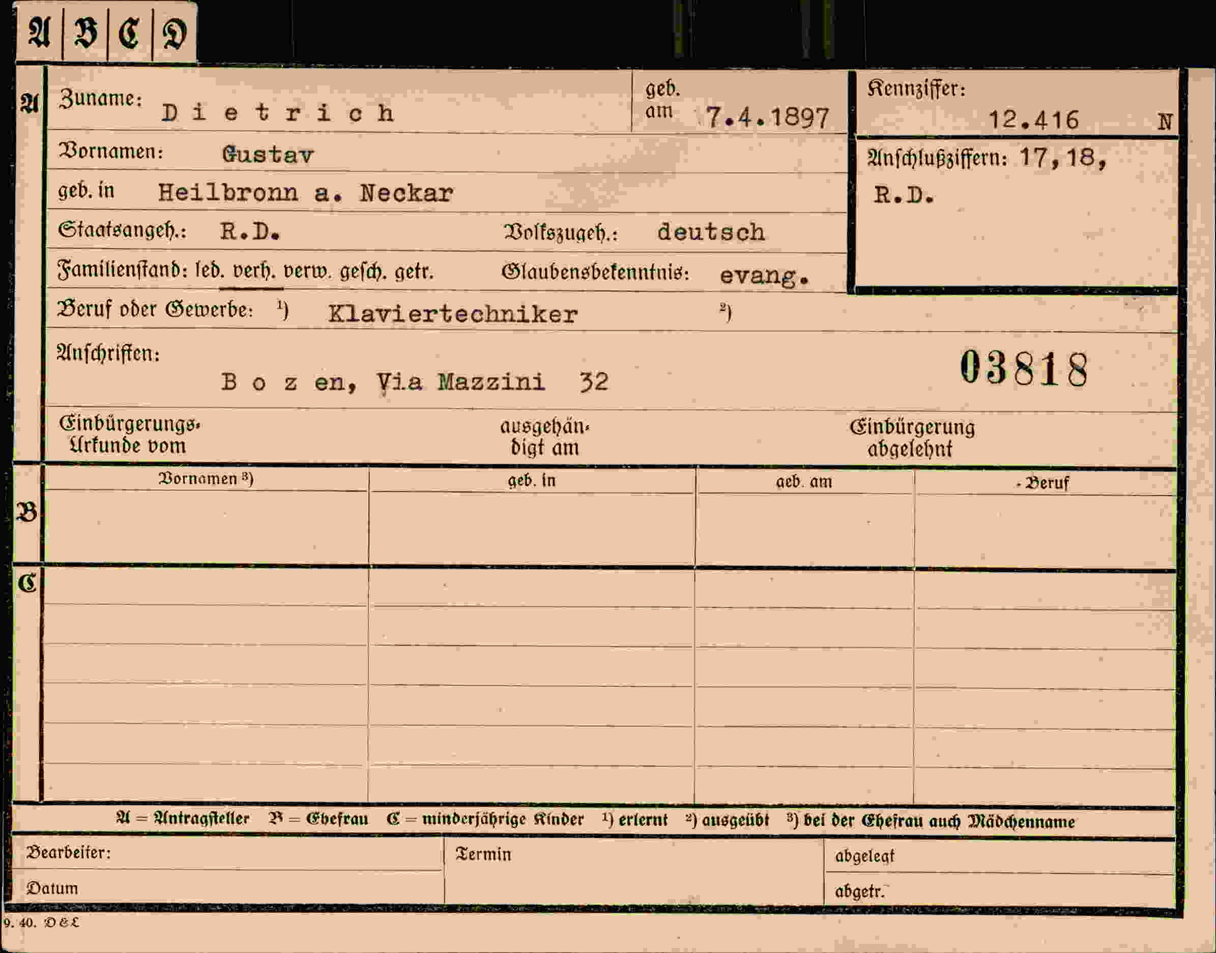 Dokument für Gustav Dietrich