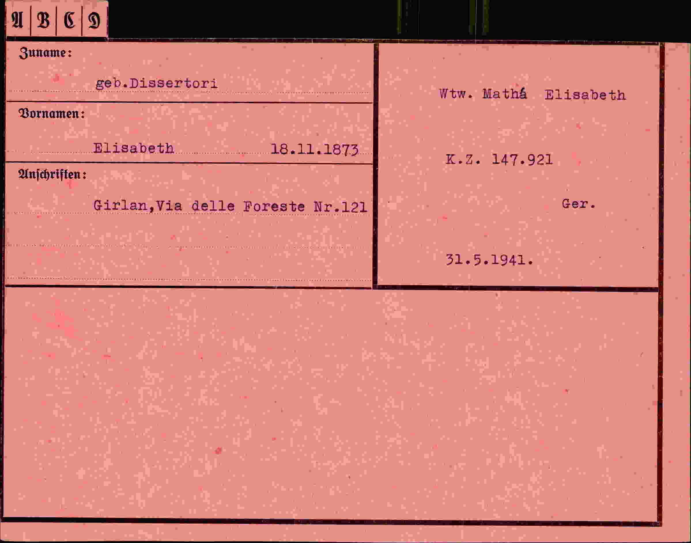 Vorderseite des Dokuments