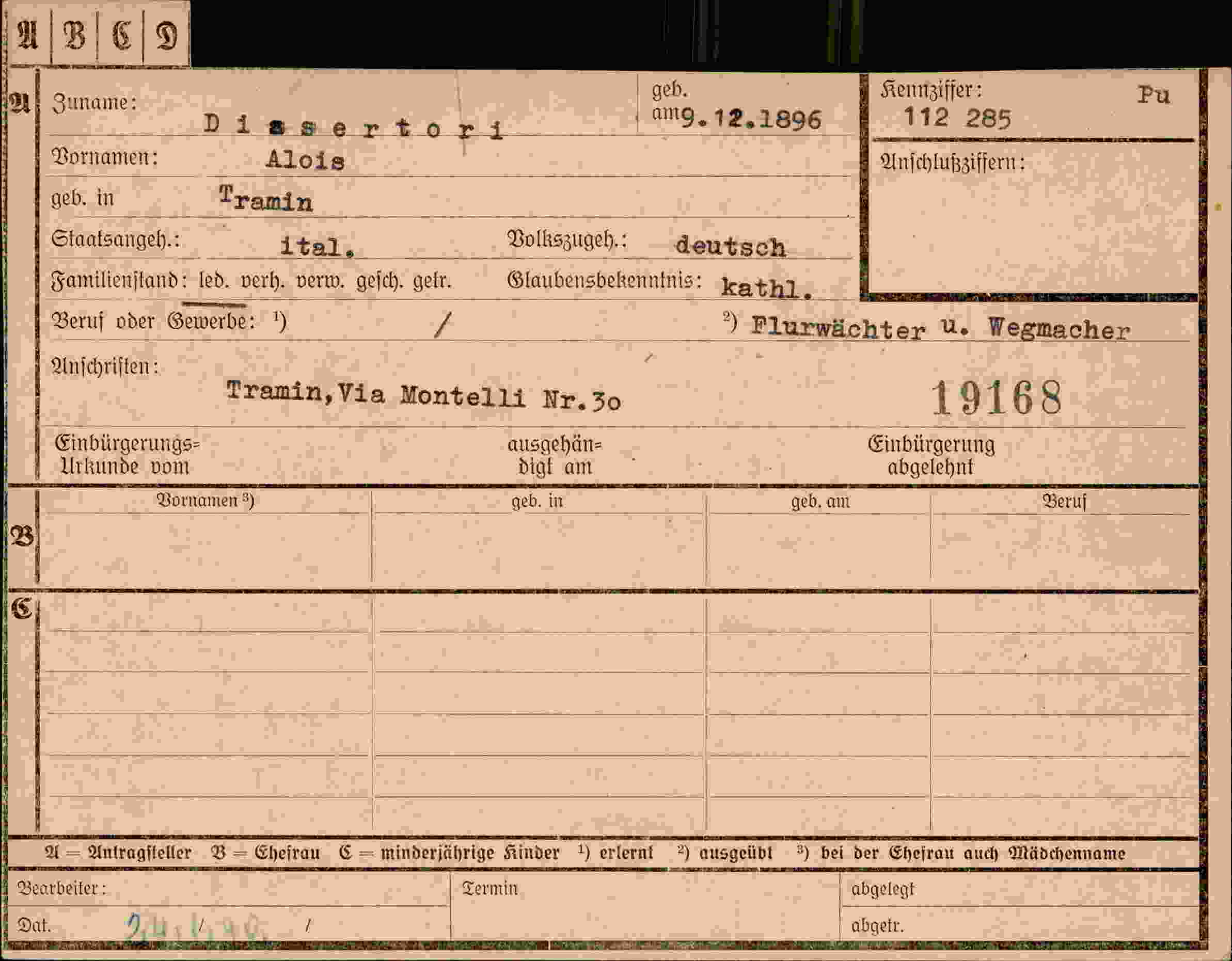 Dokument für Alois Disserto