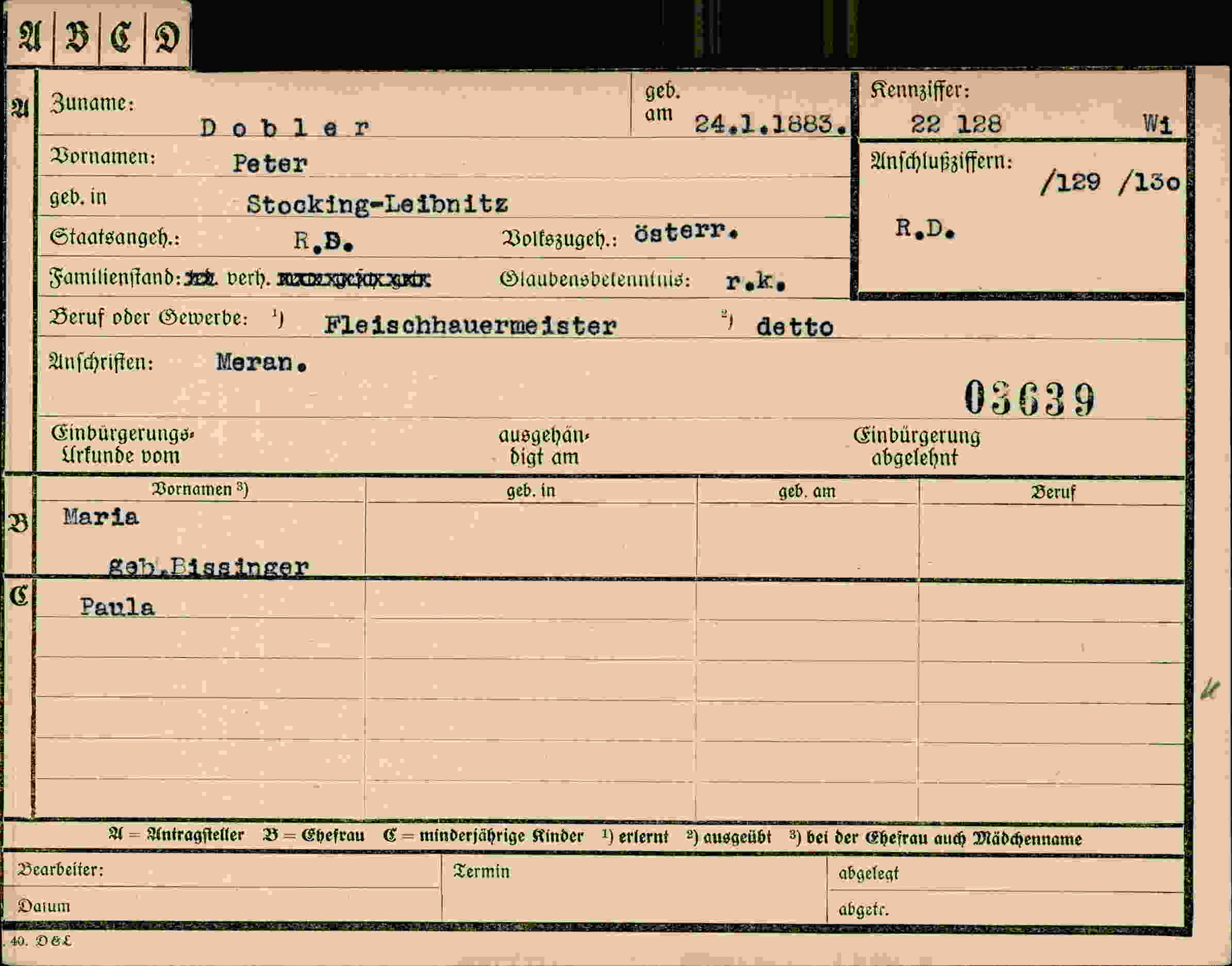 Dokument für Peter Dobler