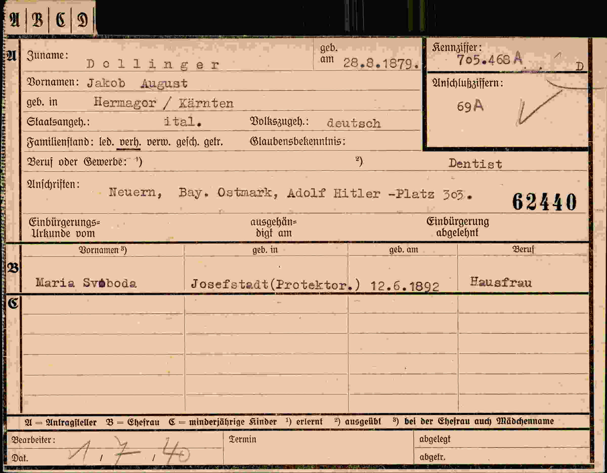 Dokument für Jakob August Dollinger