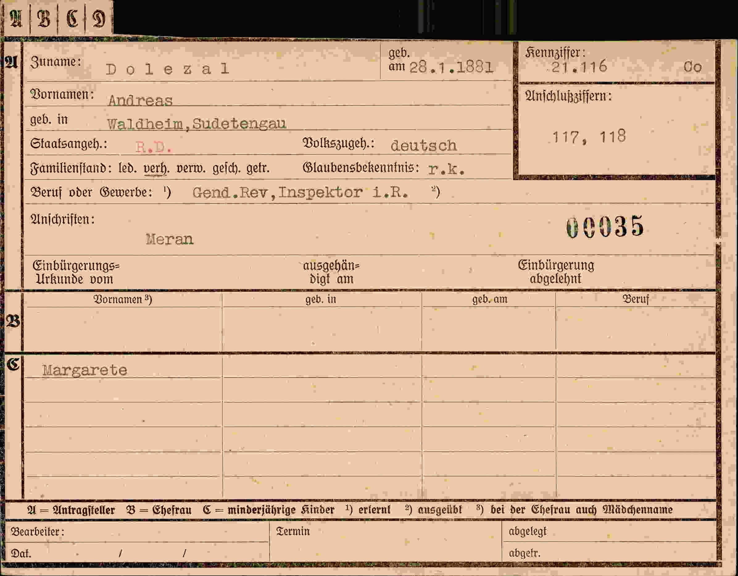 Dokument für Andrea Dolezal
