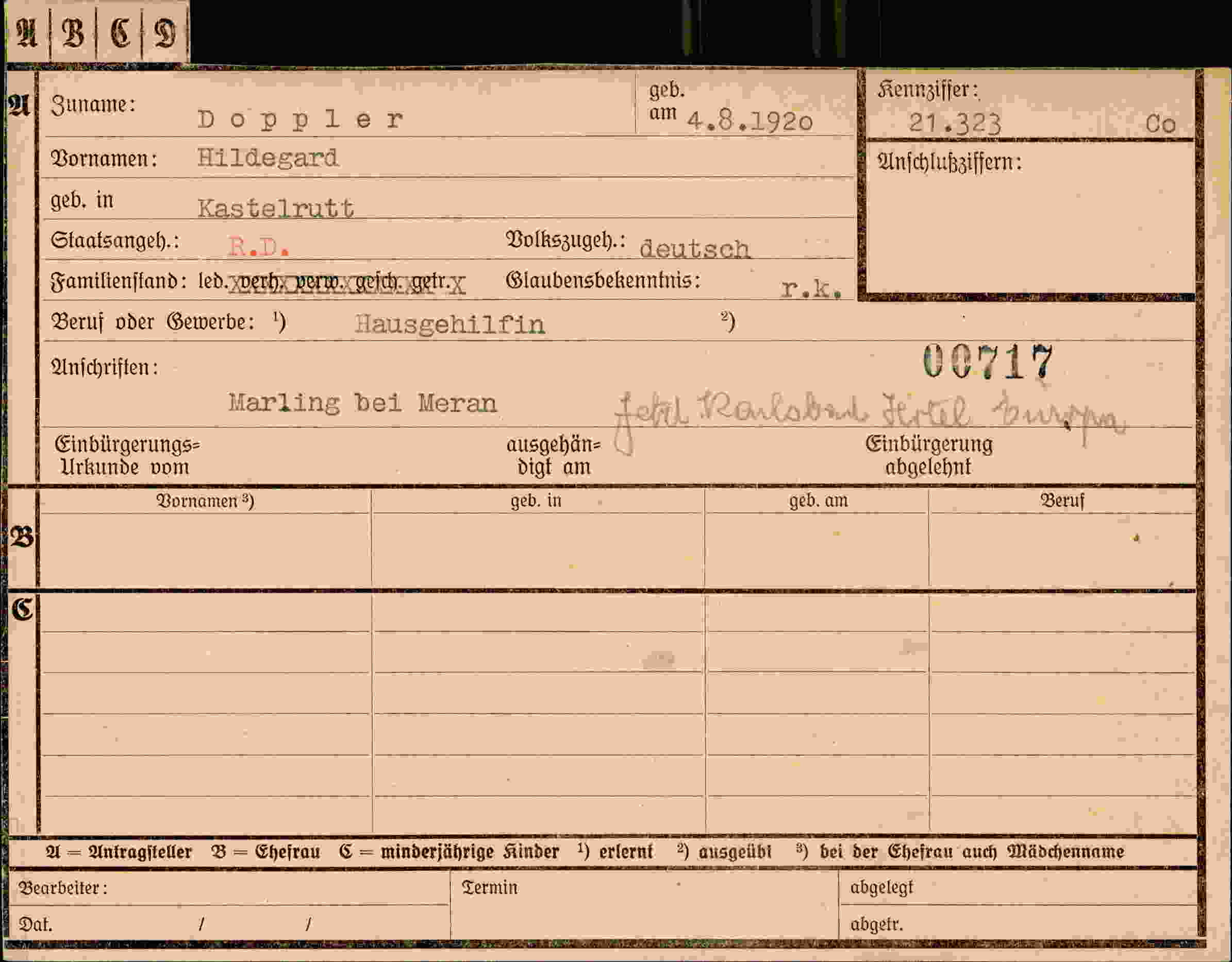 Dokument für Hildegard Doppler
