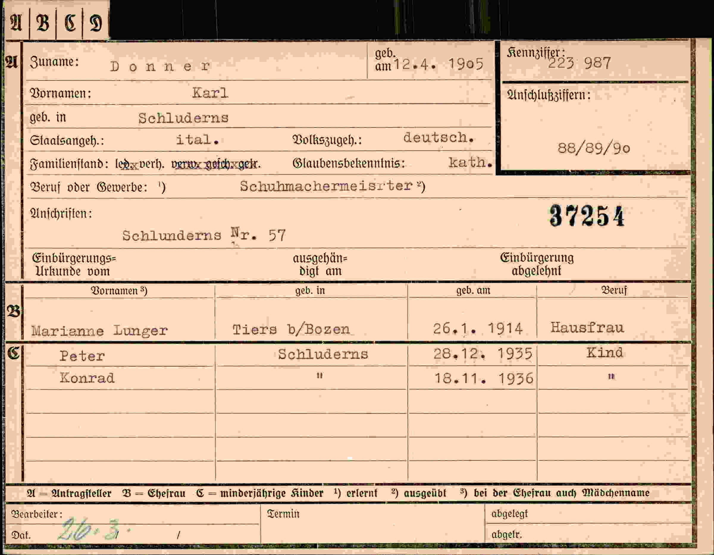 Dokument für Karl Donner