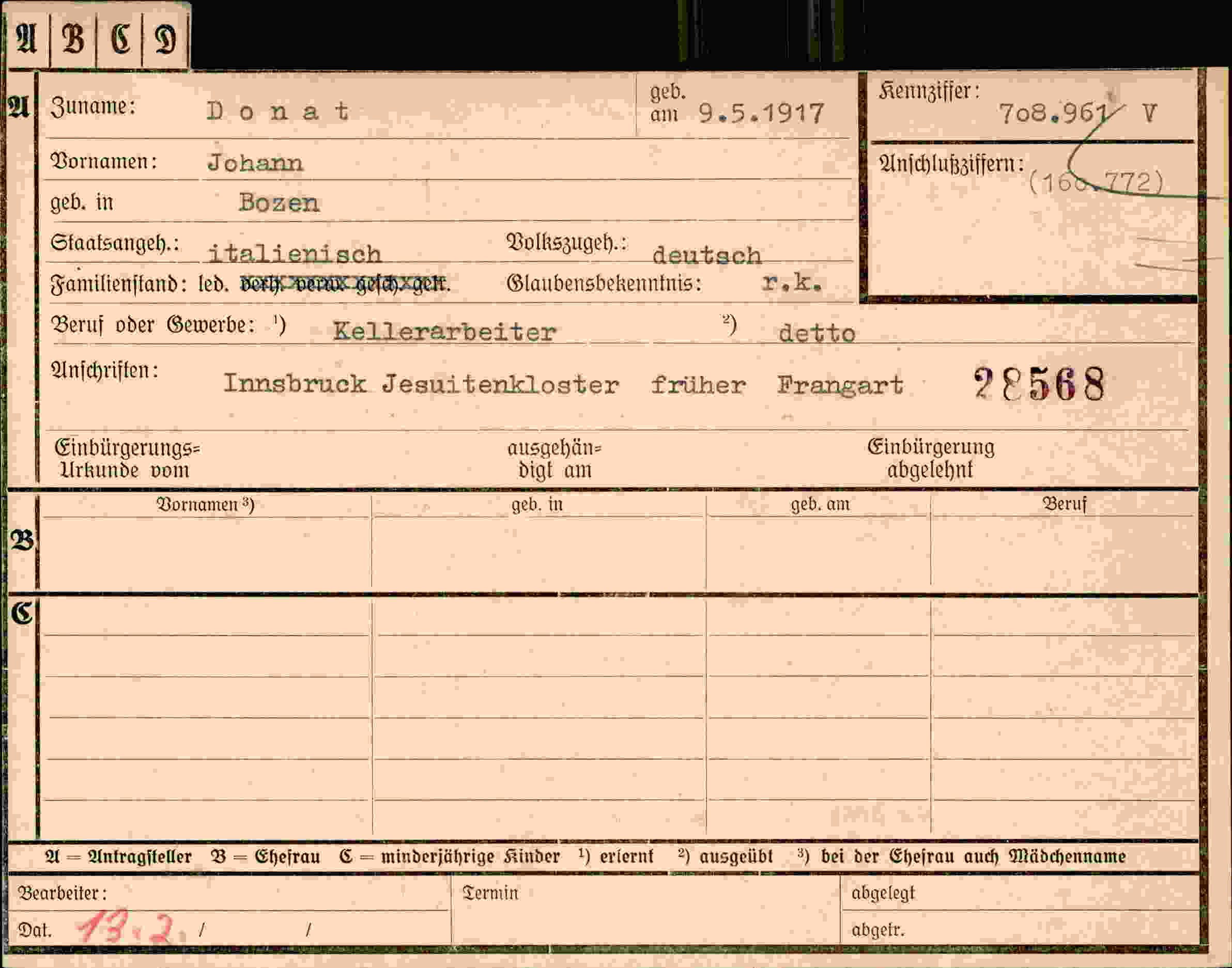 Vorderseite des Dokuments