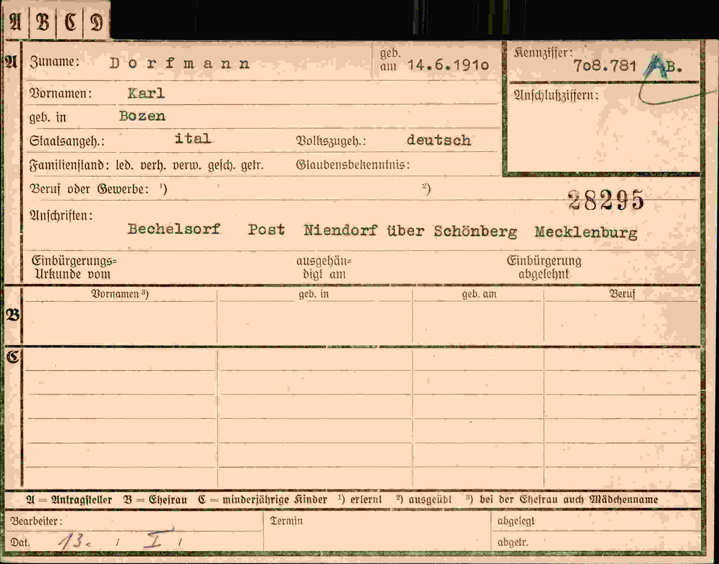Dokument für Karl Dorfmann