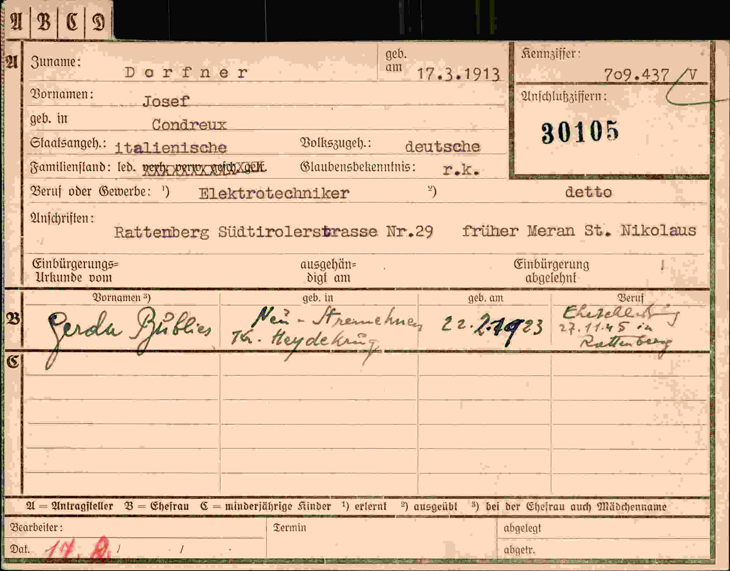 Dokument für Josef Dorfner