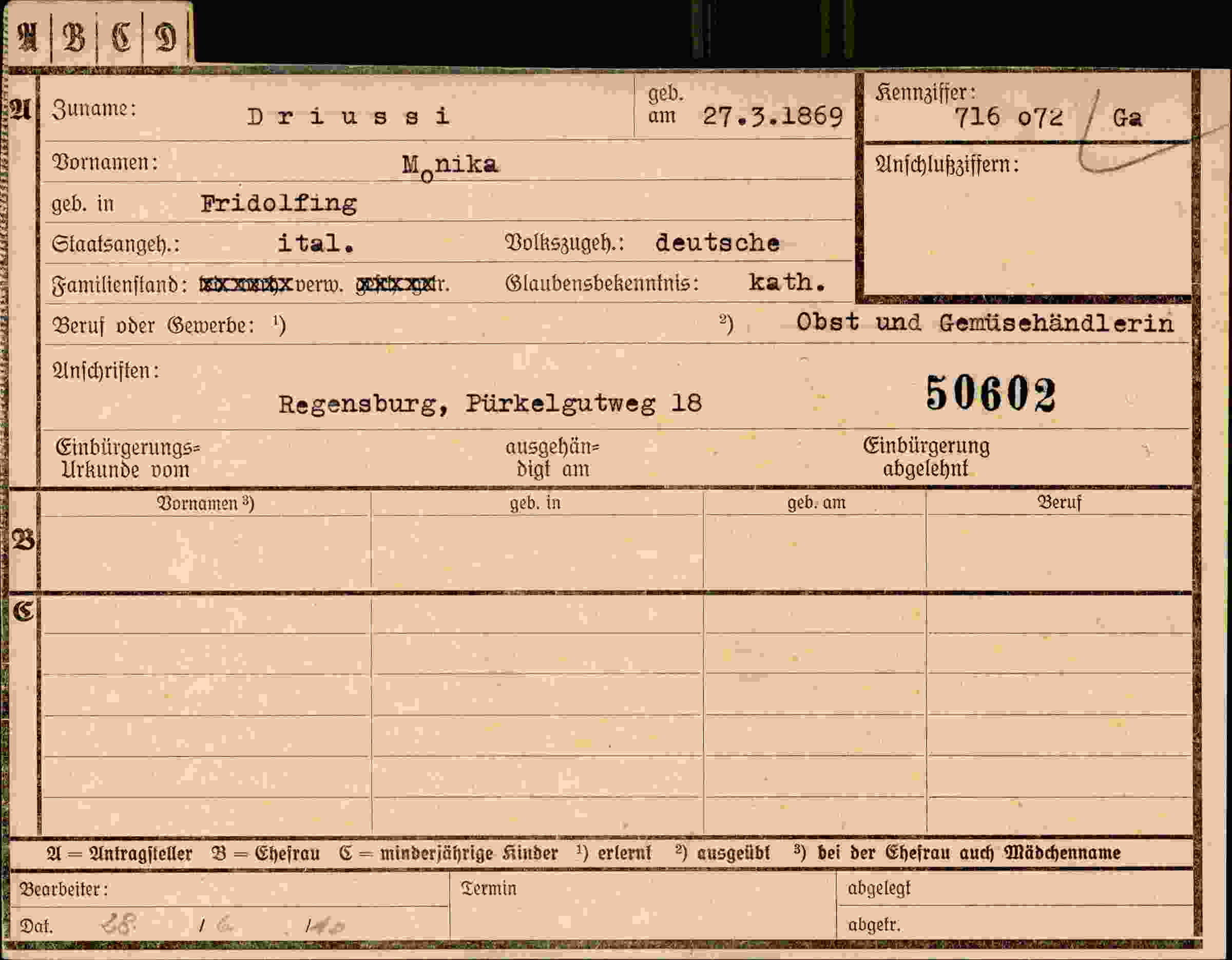 Dokument für Monika Driussi
