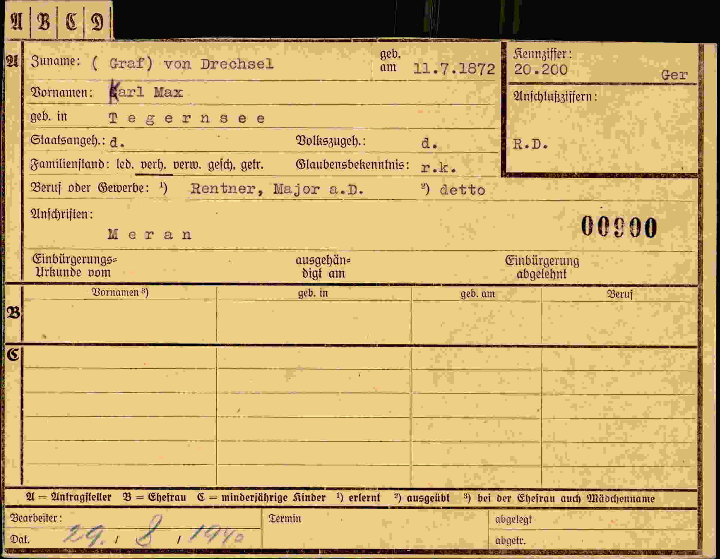 Dokument für Max Graf von