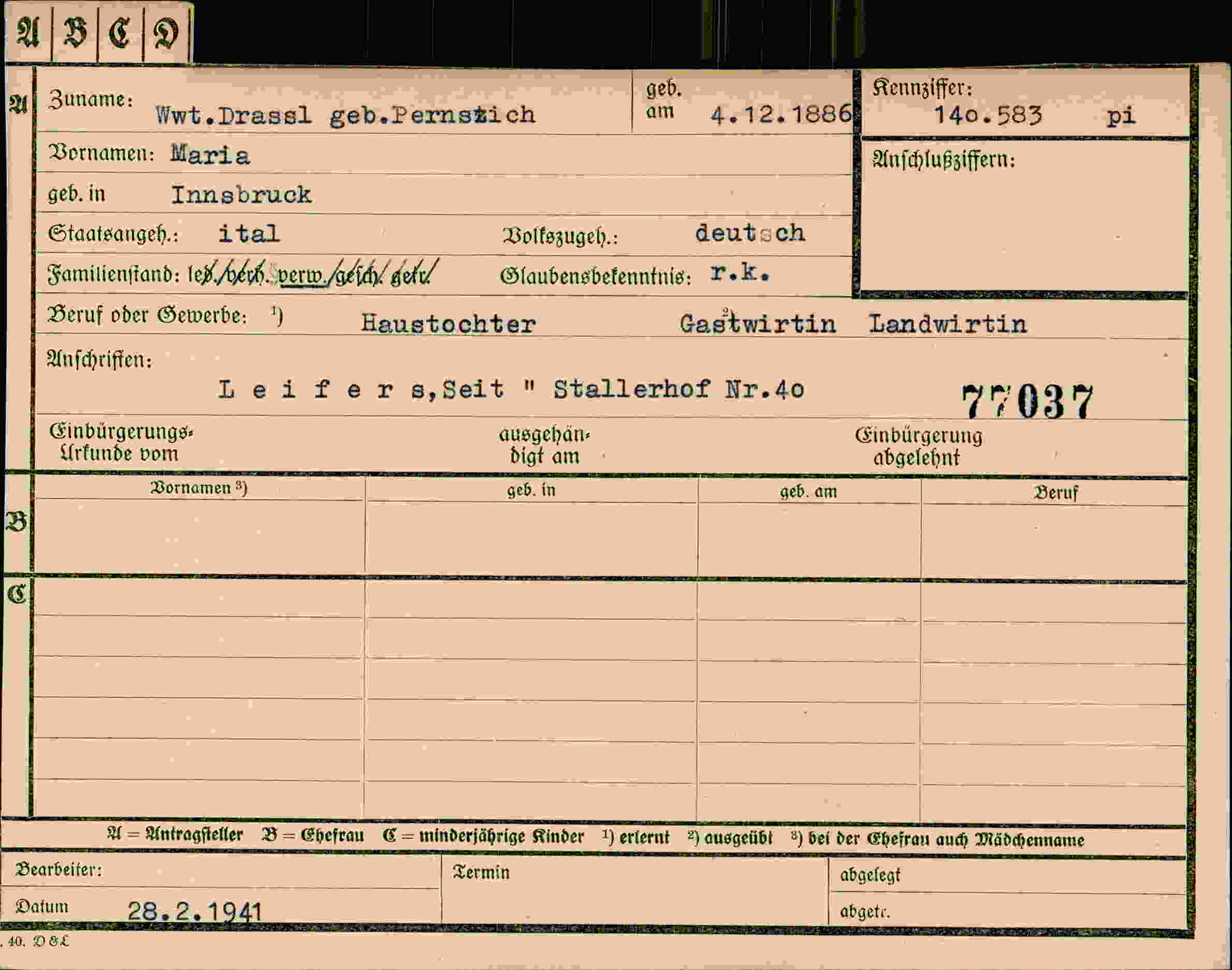 Dokument für Maria Drassl