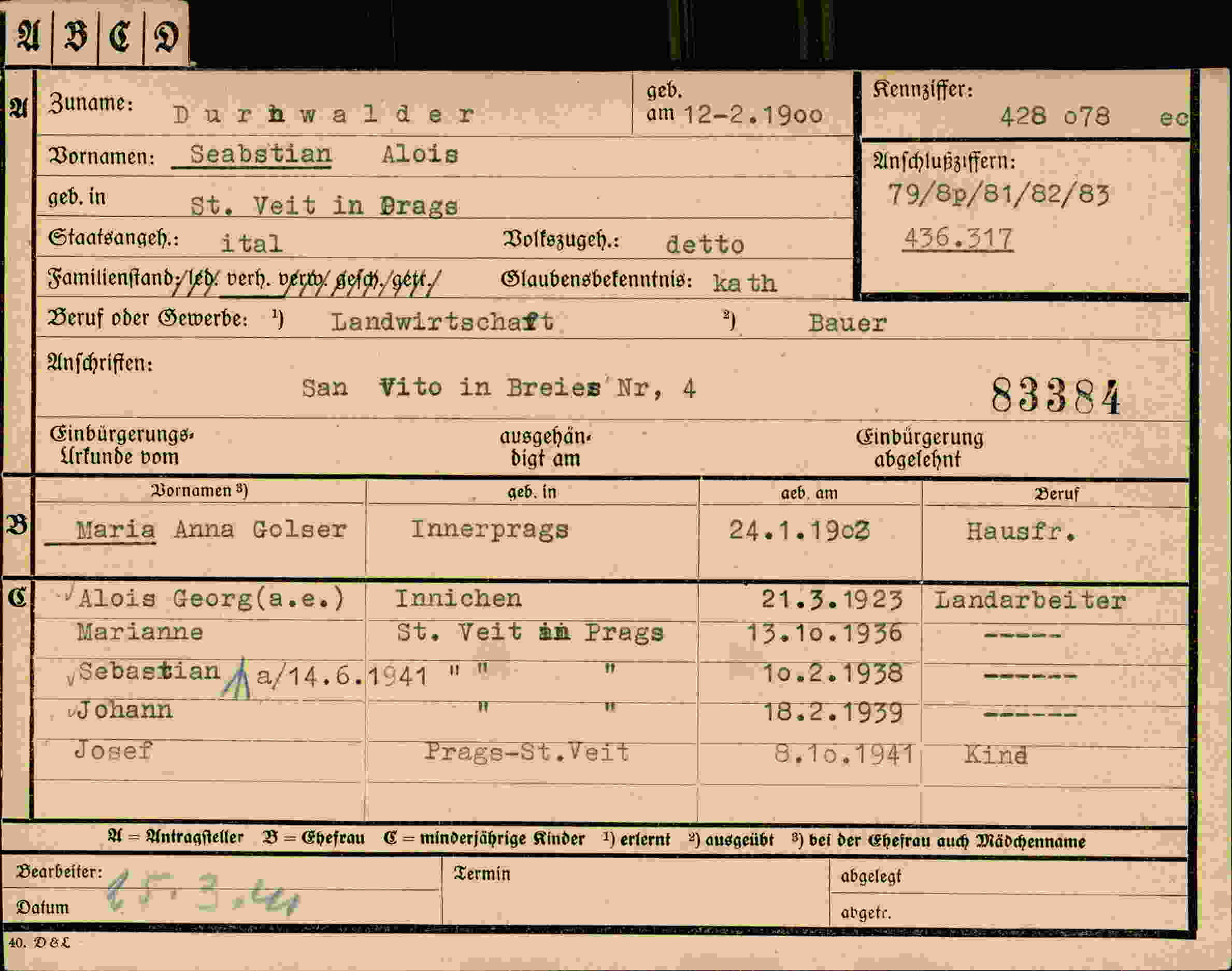 Dokument für Alois Durhwalder