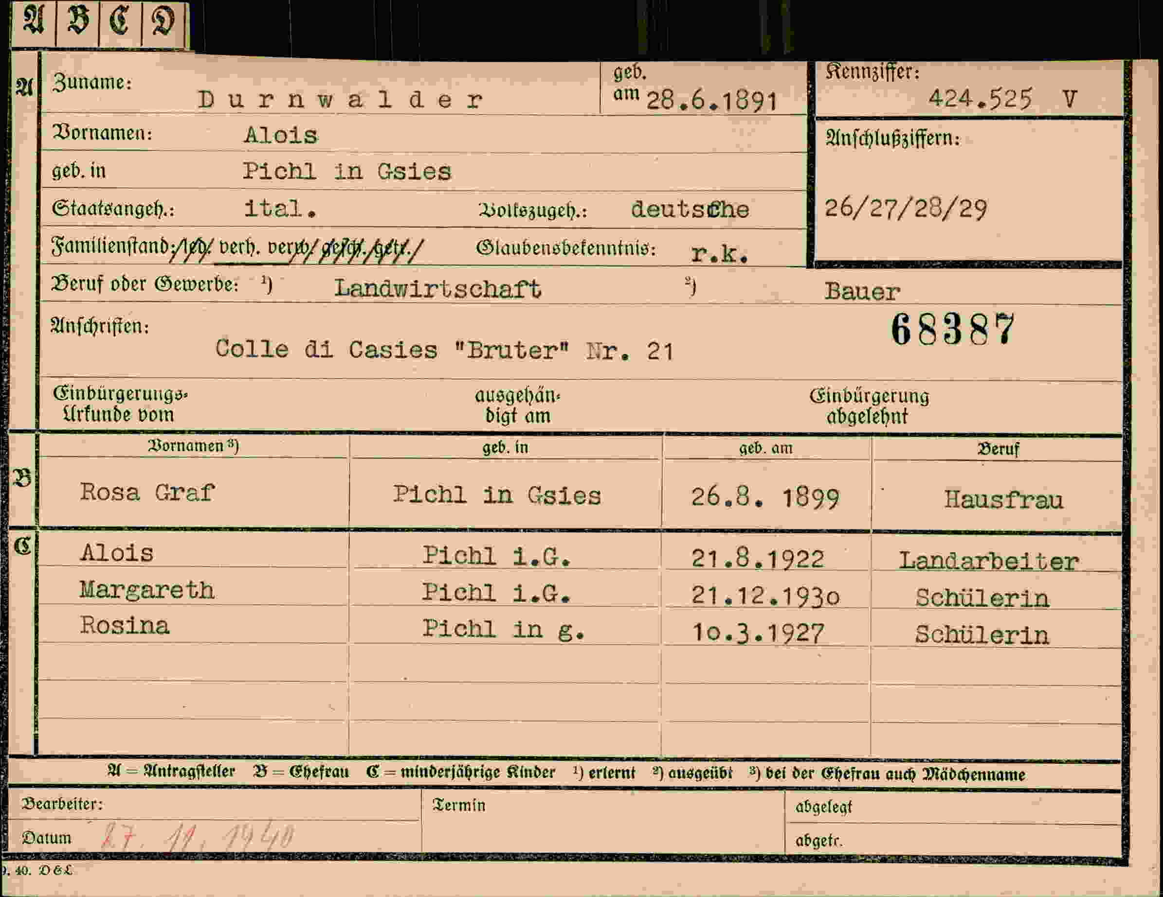 Dokument für Alois Durnwalder