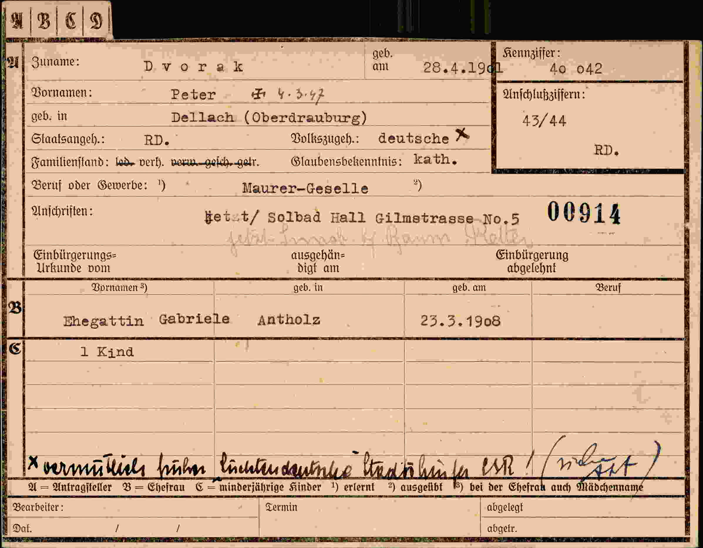 Dokument für Peter Dvorak